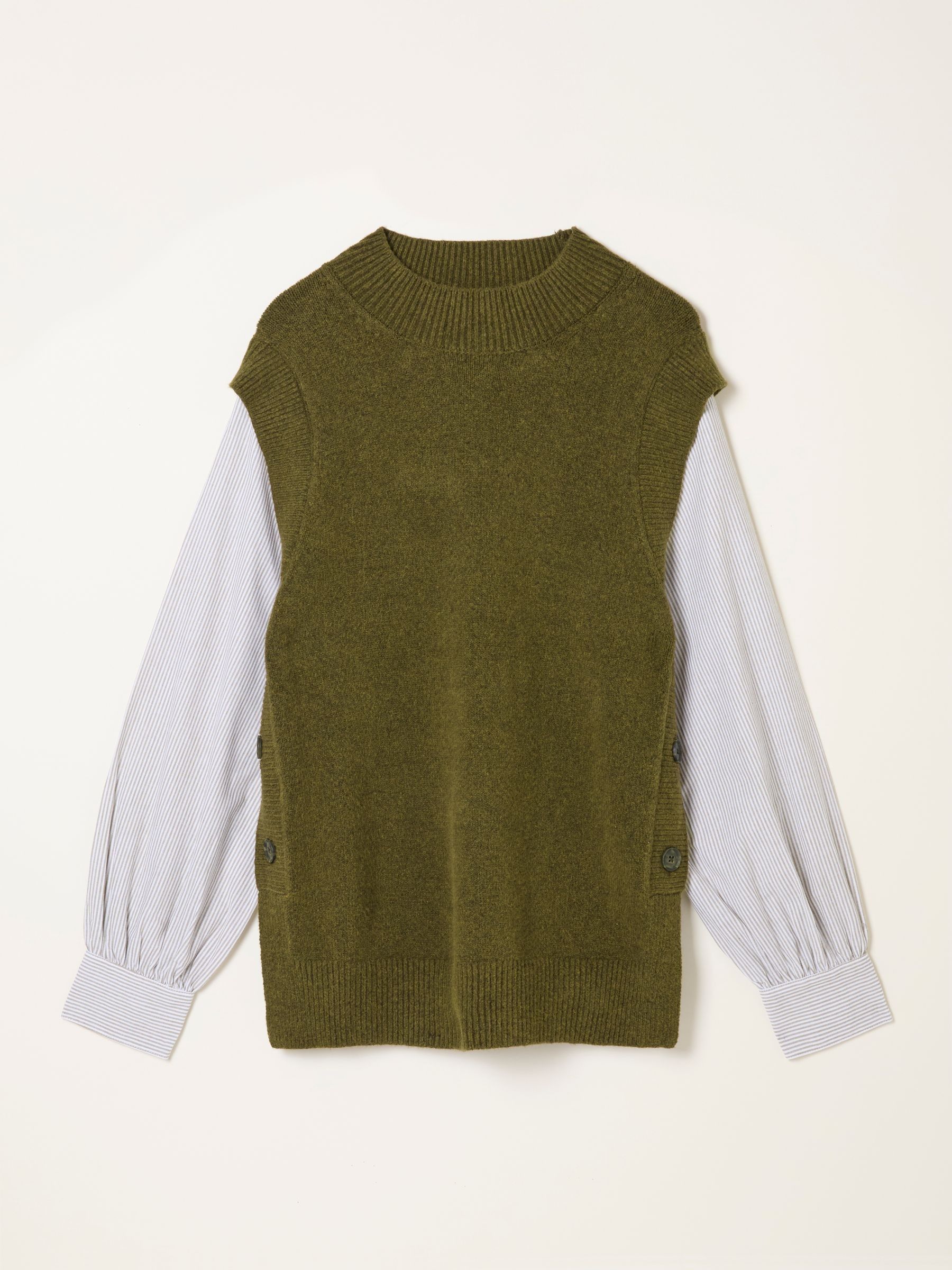 Ana Khaki Green Knitted and Woven 2in1 Top - Image 7 of 7