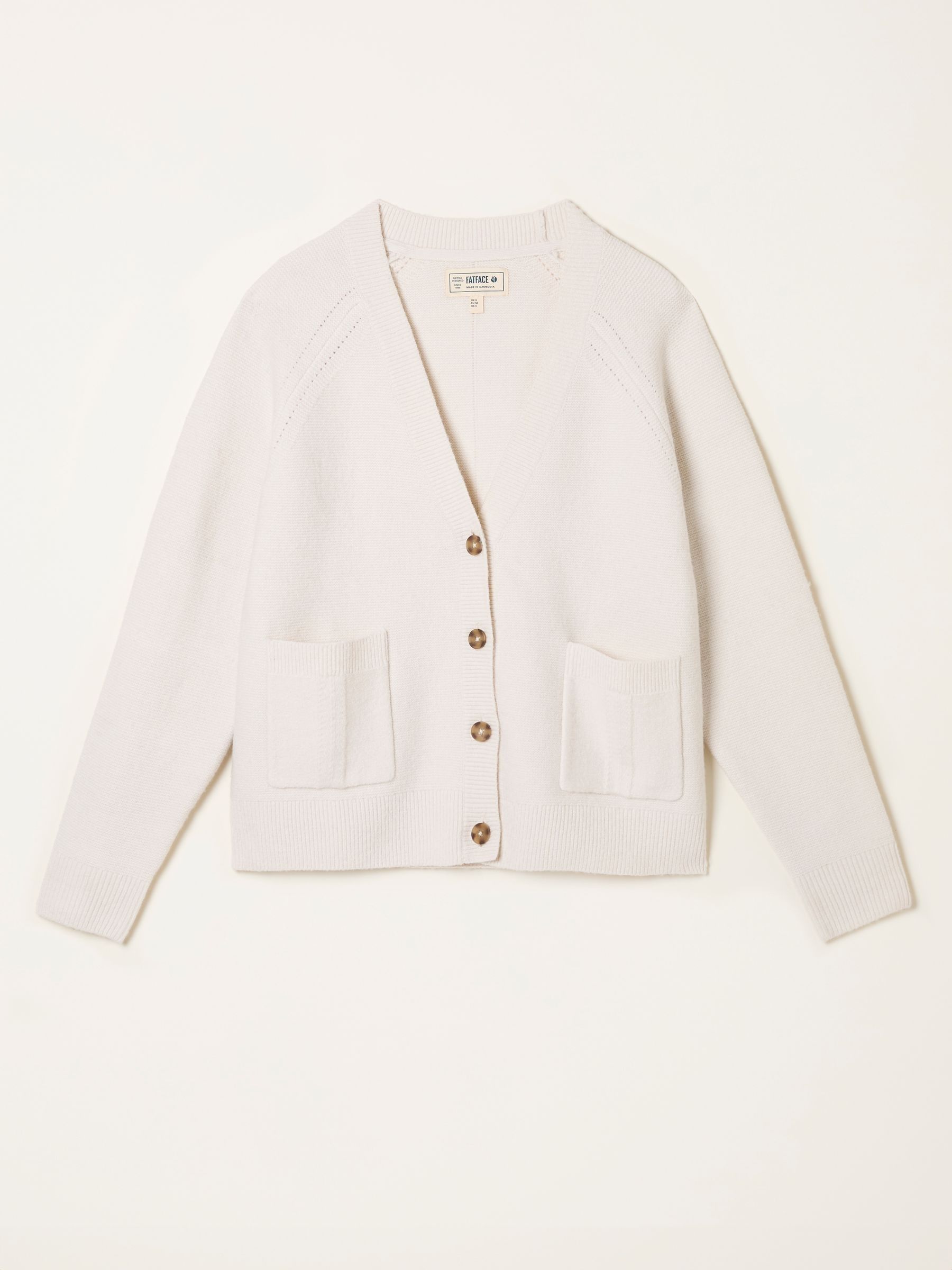 Polly Chalk White V Neck Knitted Cardigan | FatFace