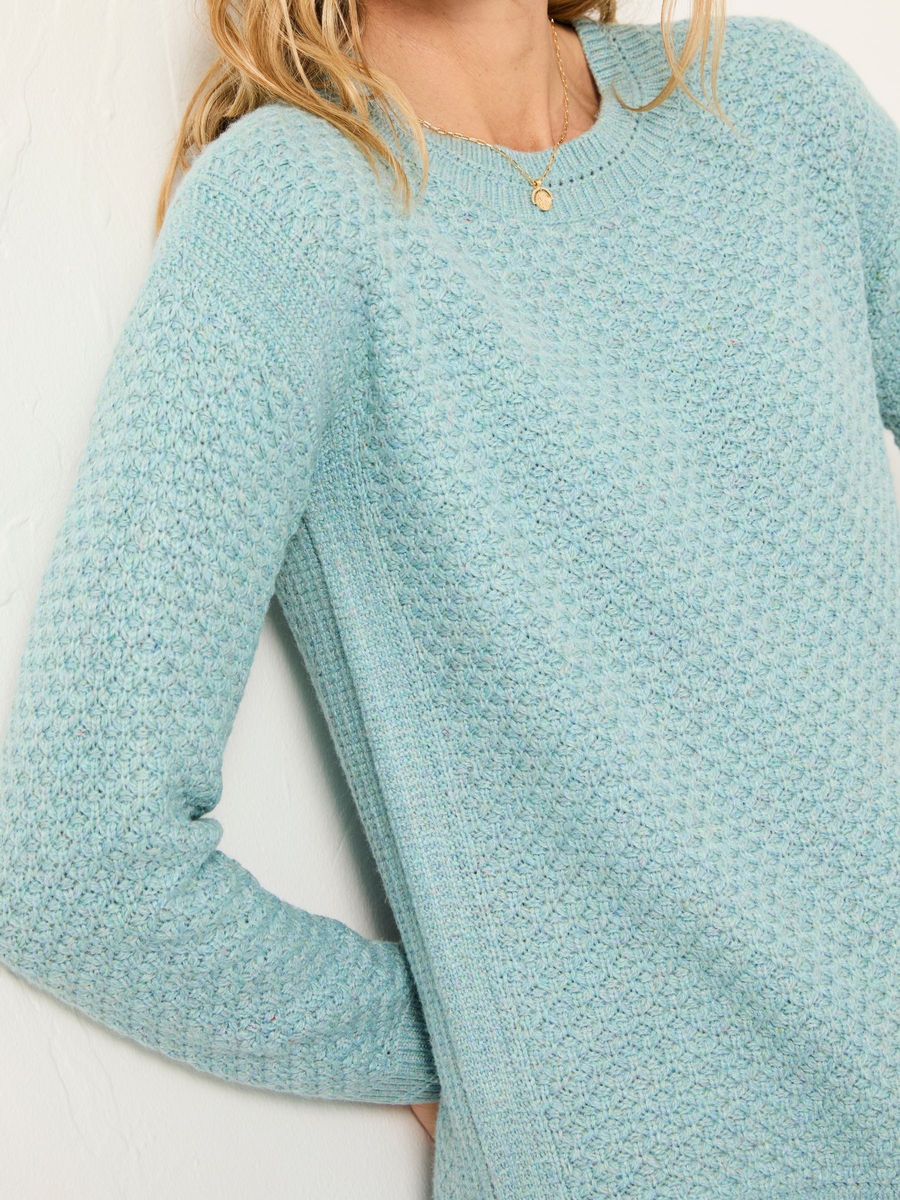 Ella Duck Egg Blue Textured Knitted Jumper - Image 3 of 5