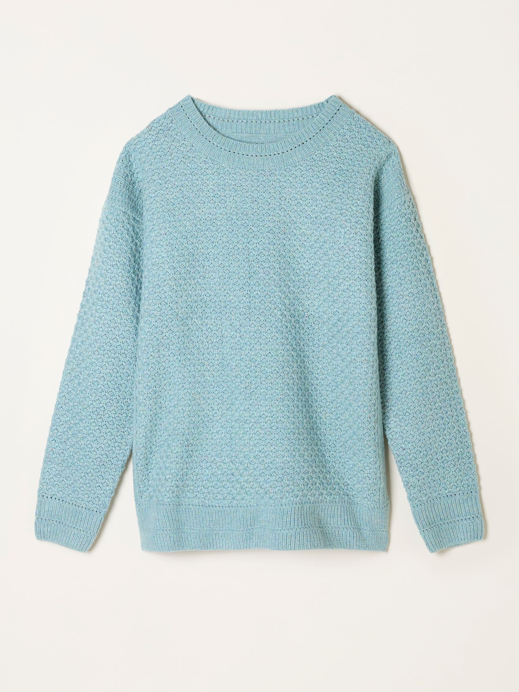 Ella Duck Egg Blue Textured Knitted Jumper - Image 5 of 5