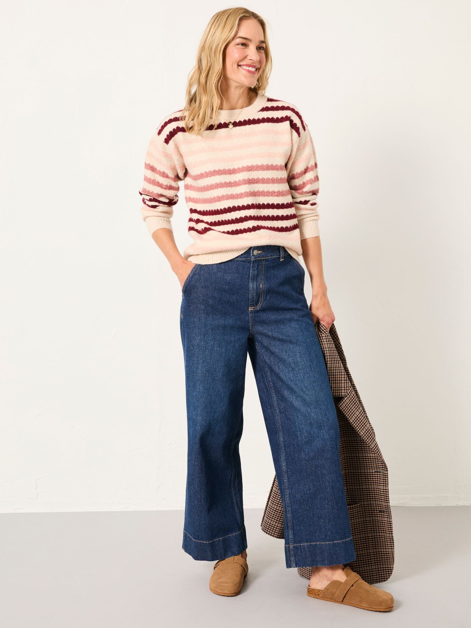 Solange Chalk White Stripe Knitted Crew Jumper - Image 5 of 6