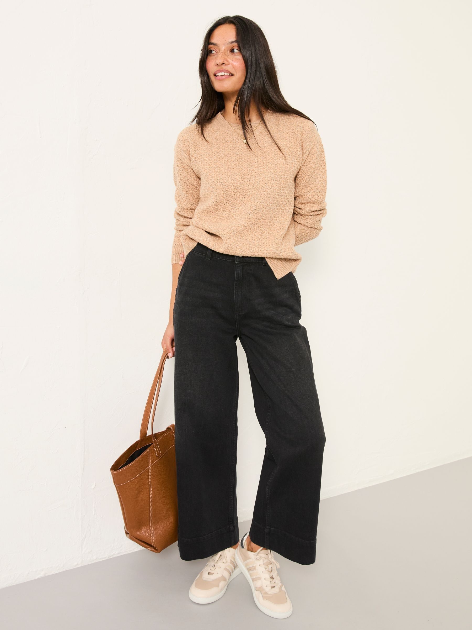 Ella Dark Natural Textured Knitted Jumper - Image 3 of 6