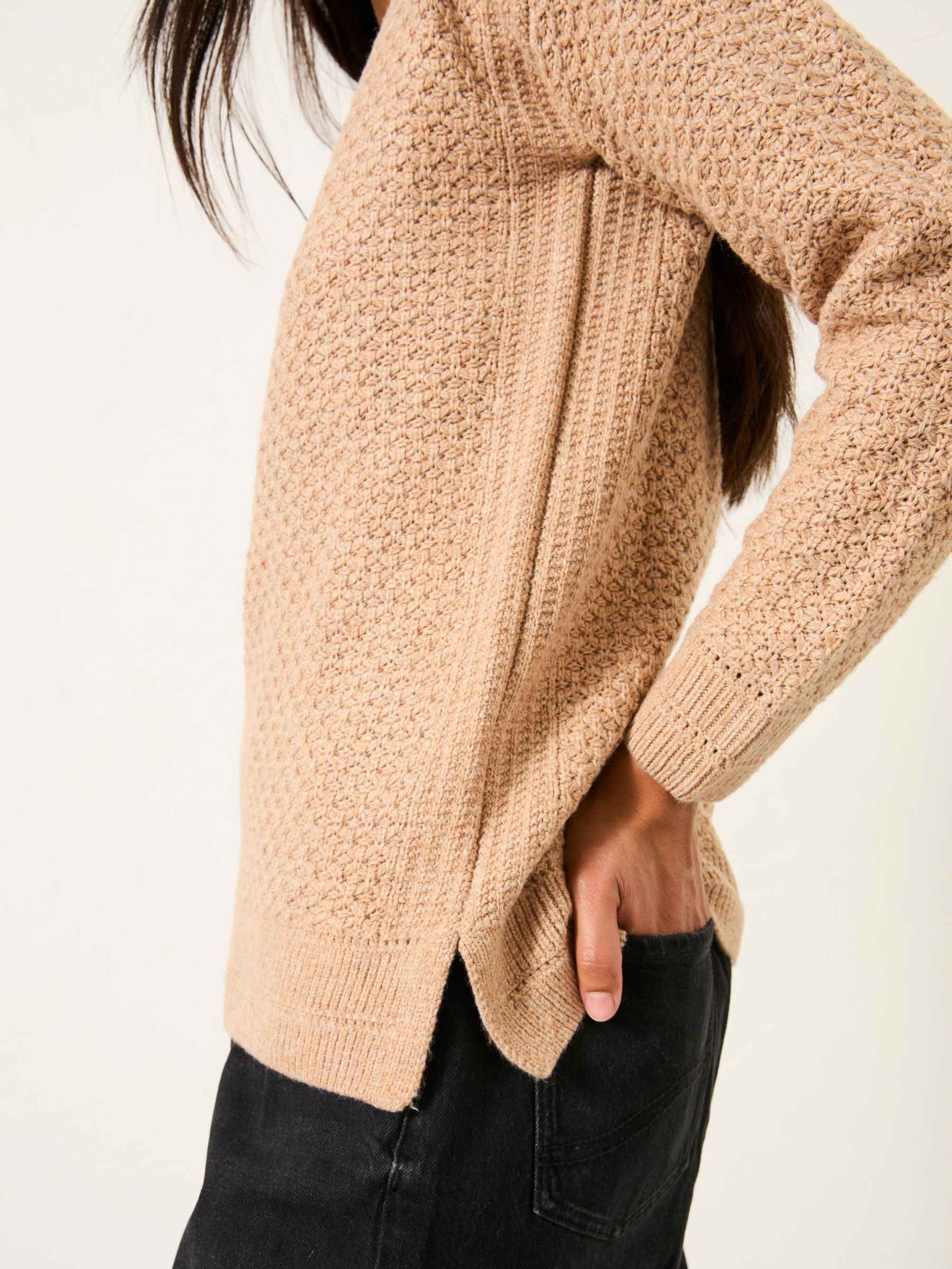 Ella Dark Natural Textured Knitted Jumper - Image 4 of 6