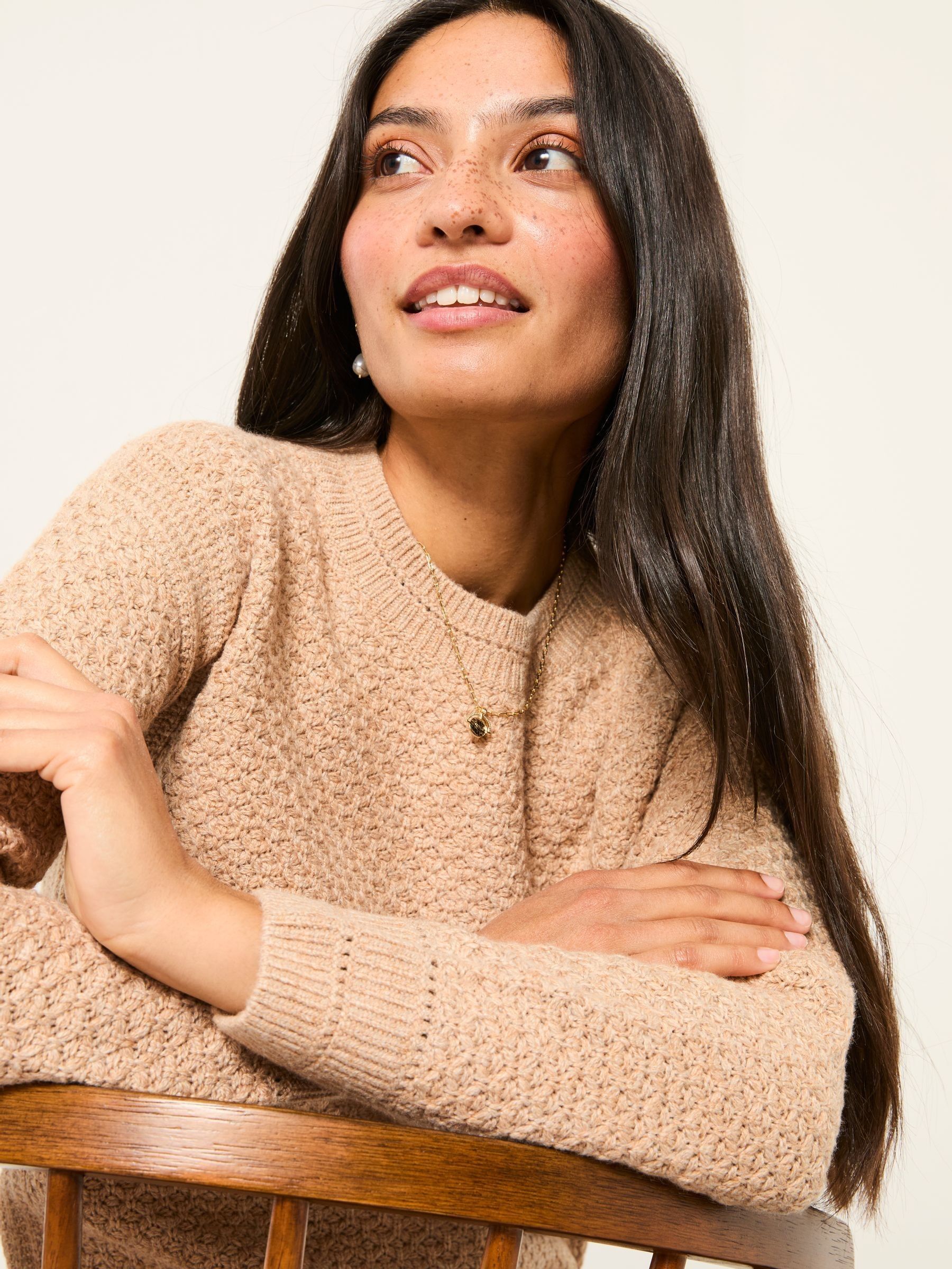 Ella Dark Natural Textured Knitted Jumper - Image 5 of 6