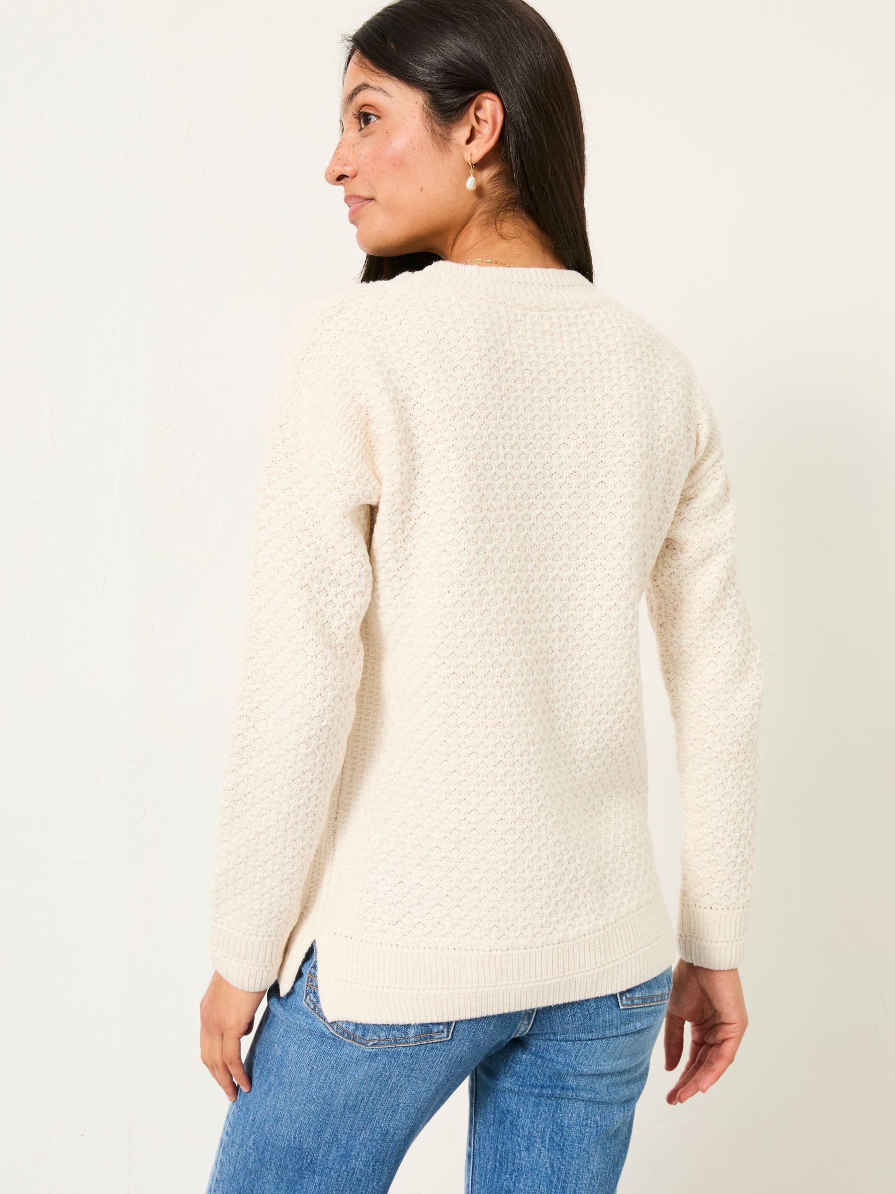 Ella Chalk White Textured Knitted Jumper - Image 2 of 4
