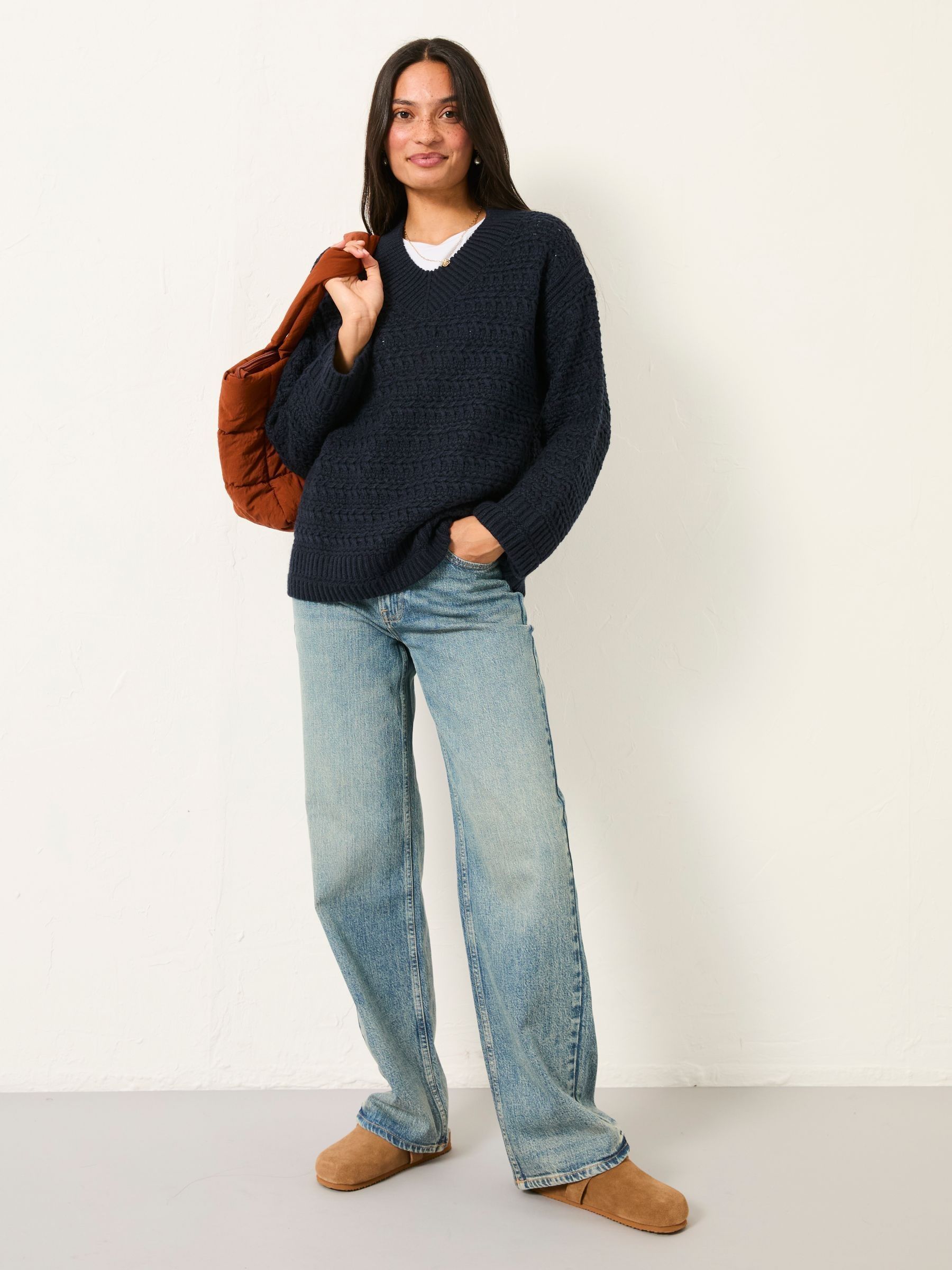 Stella Dark Navy V Neck Knitted Jumper - Image 5 of 6