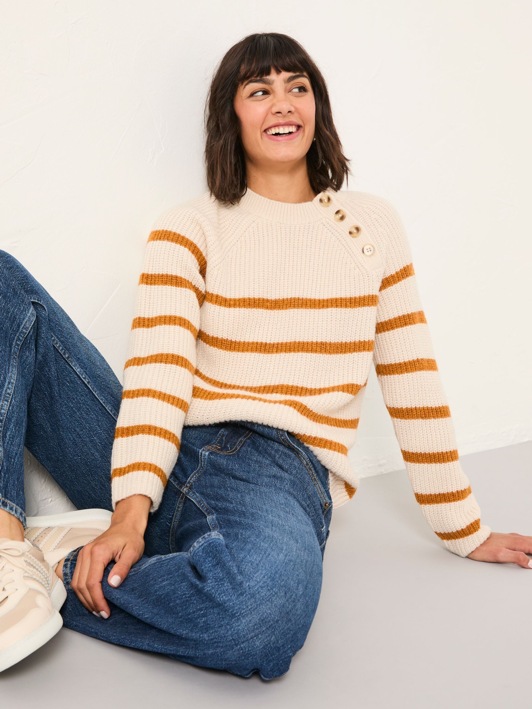 Chalk White Breton Stripe Knitted Jumper - Image 2 of 6