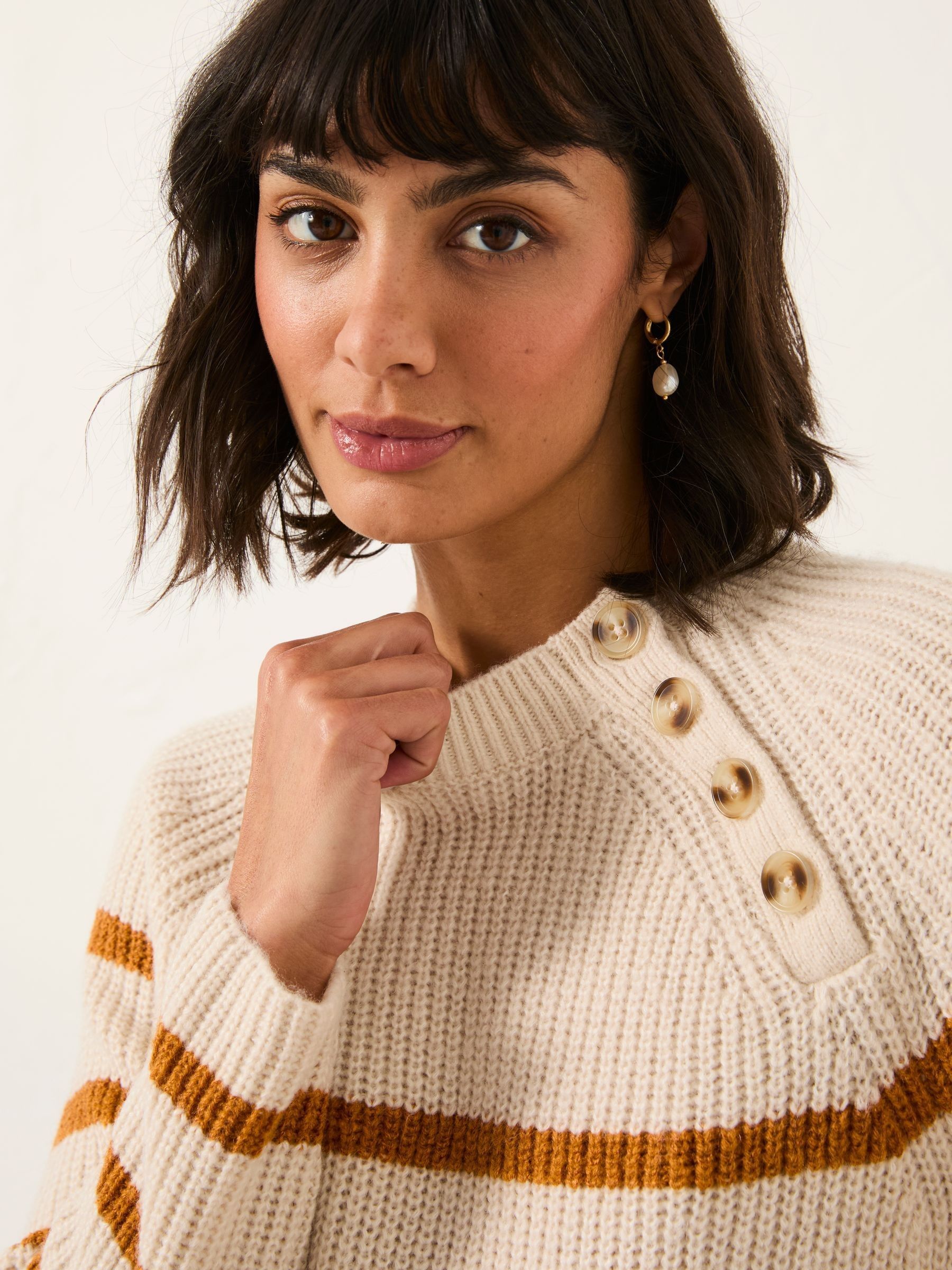 Chalk White Breton Stripe Knitted Jumper - Image 5 of 6
