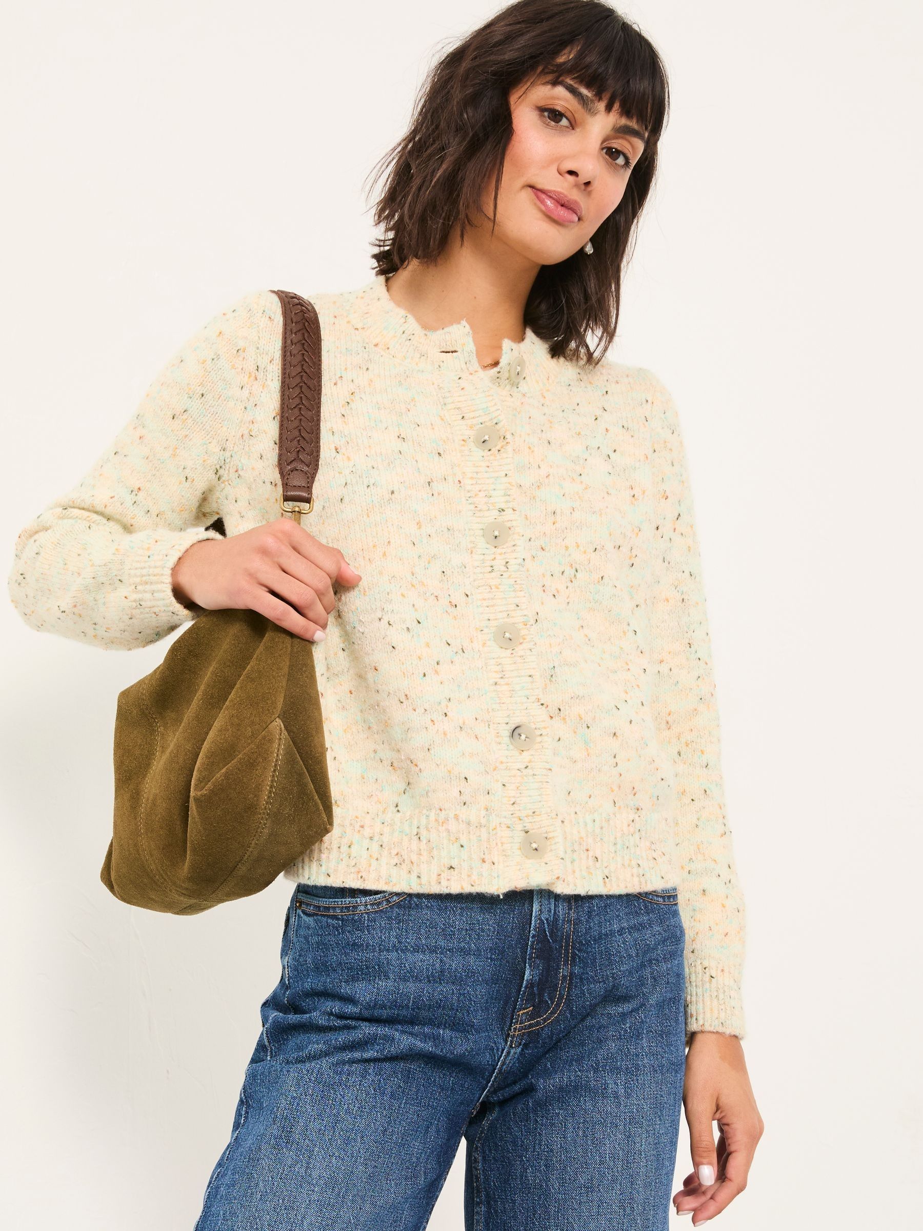 Faye Chalk White Flecked Knitted Cardigan - Image 2 of 6
