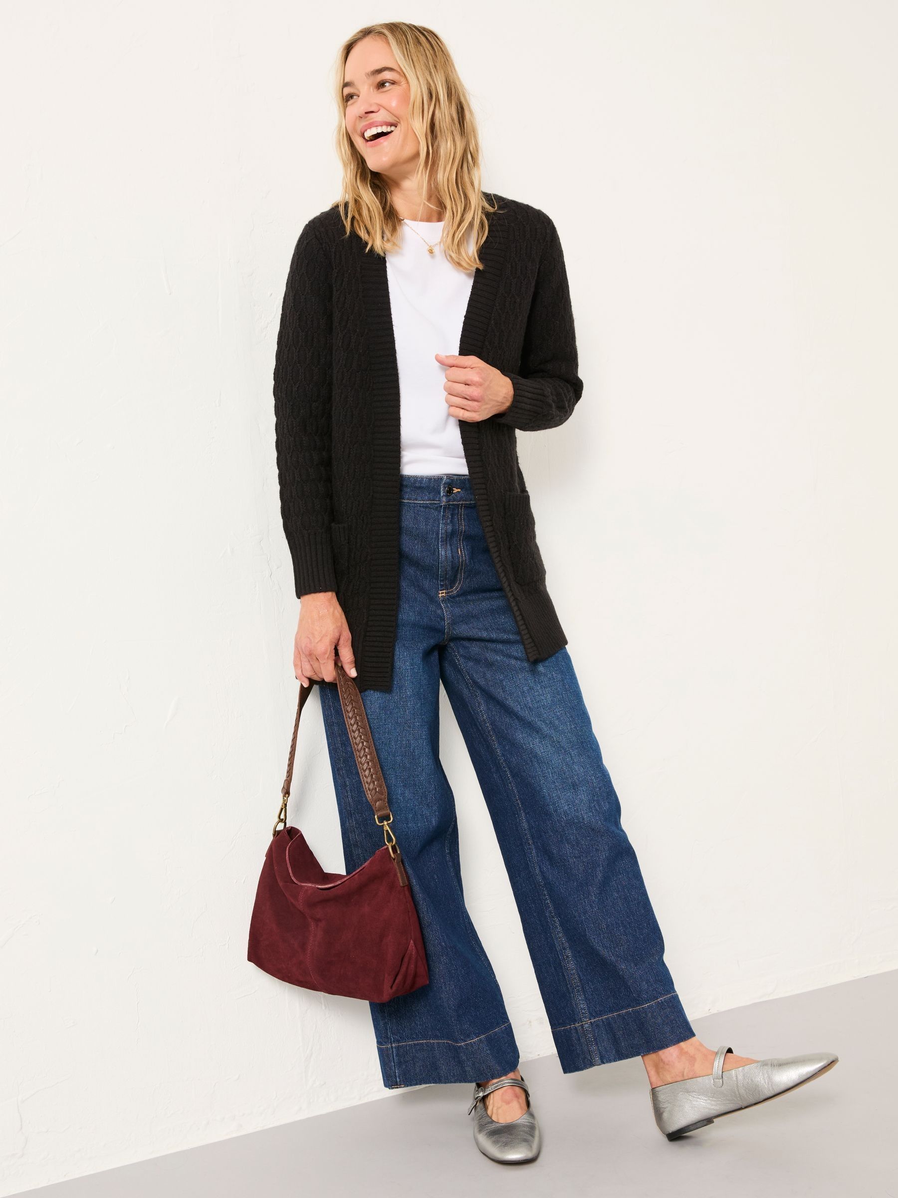 Hannah Black Longline Knitted Cardigan - Image 4 of 5