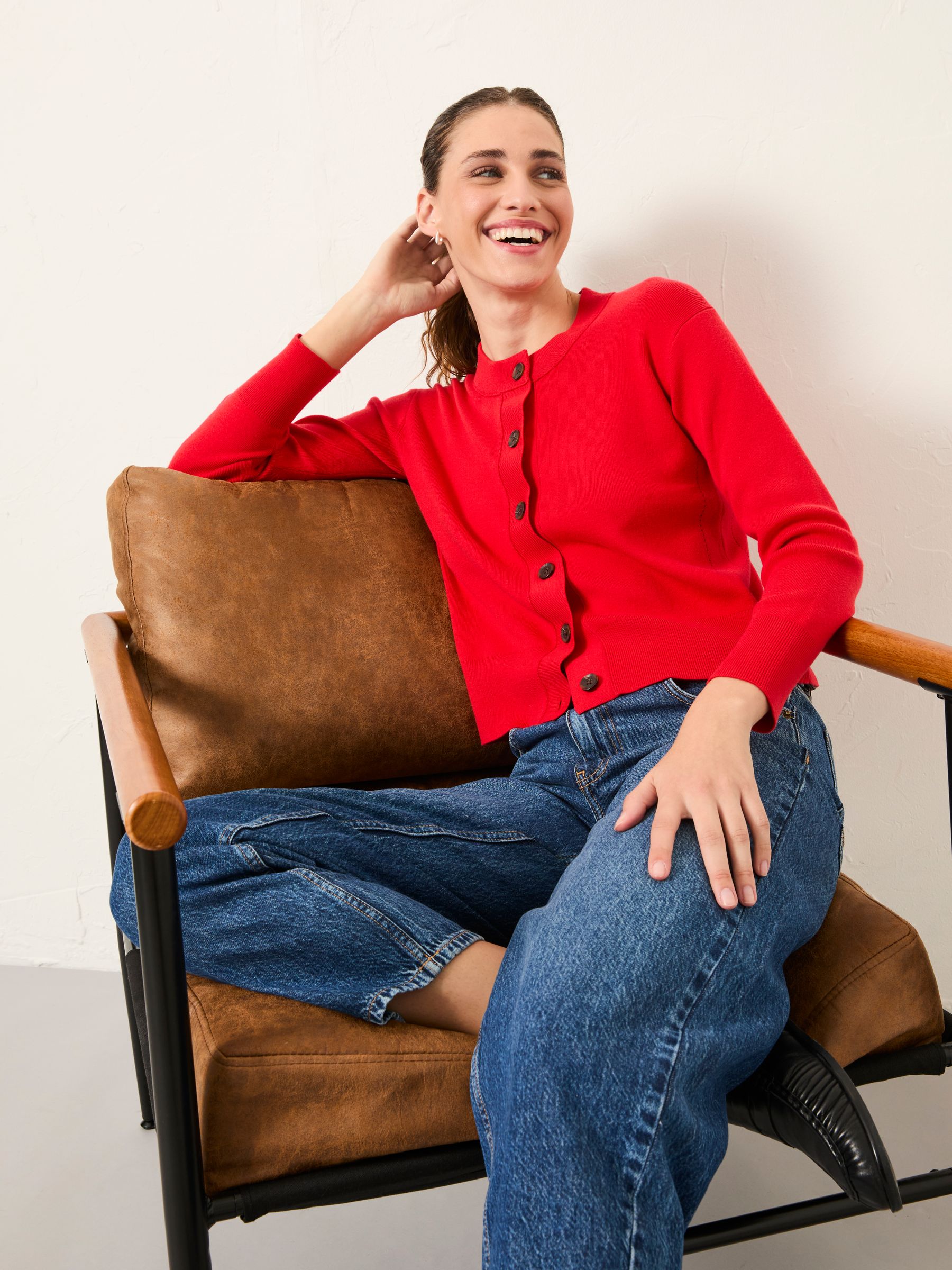 Selene Red Knitted Cardigan - Image 4 of 5