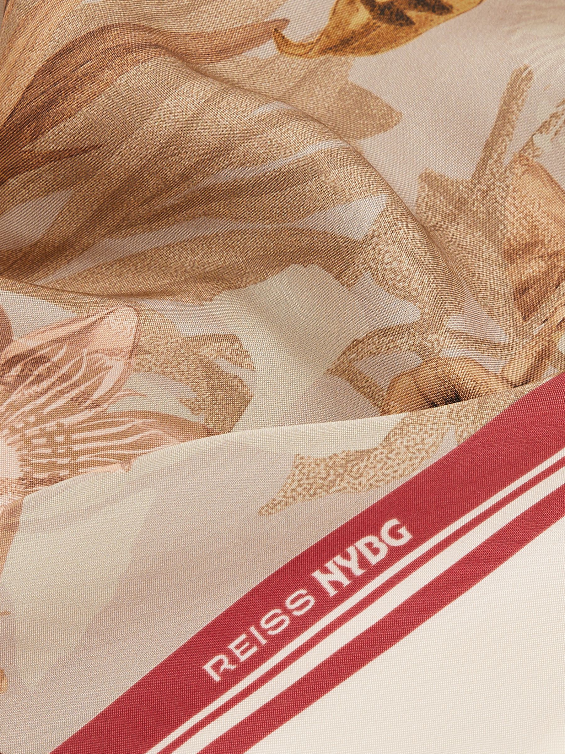 Reiss | NYBG Satin Floral-Print Shirt in Light Khaki - Image 7 of 7