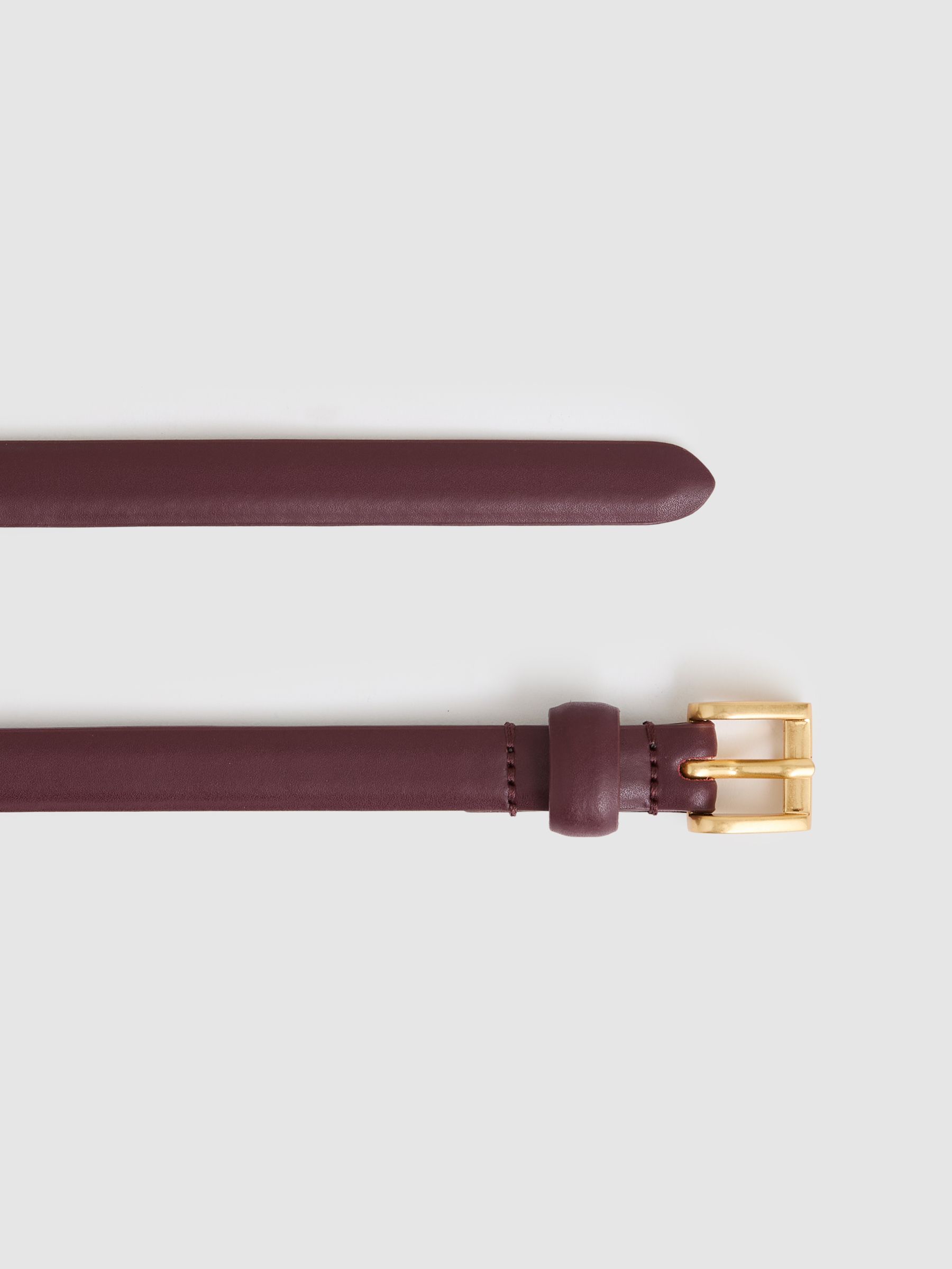 Leather Skinny Belt in Oxblood - Image 3 of 4