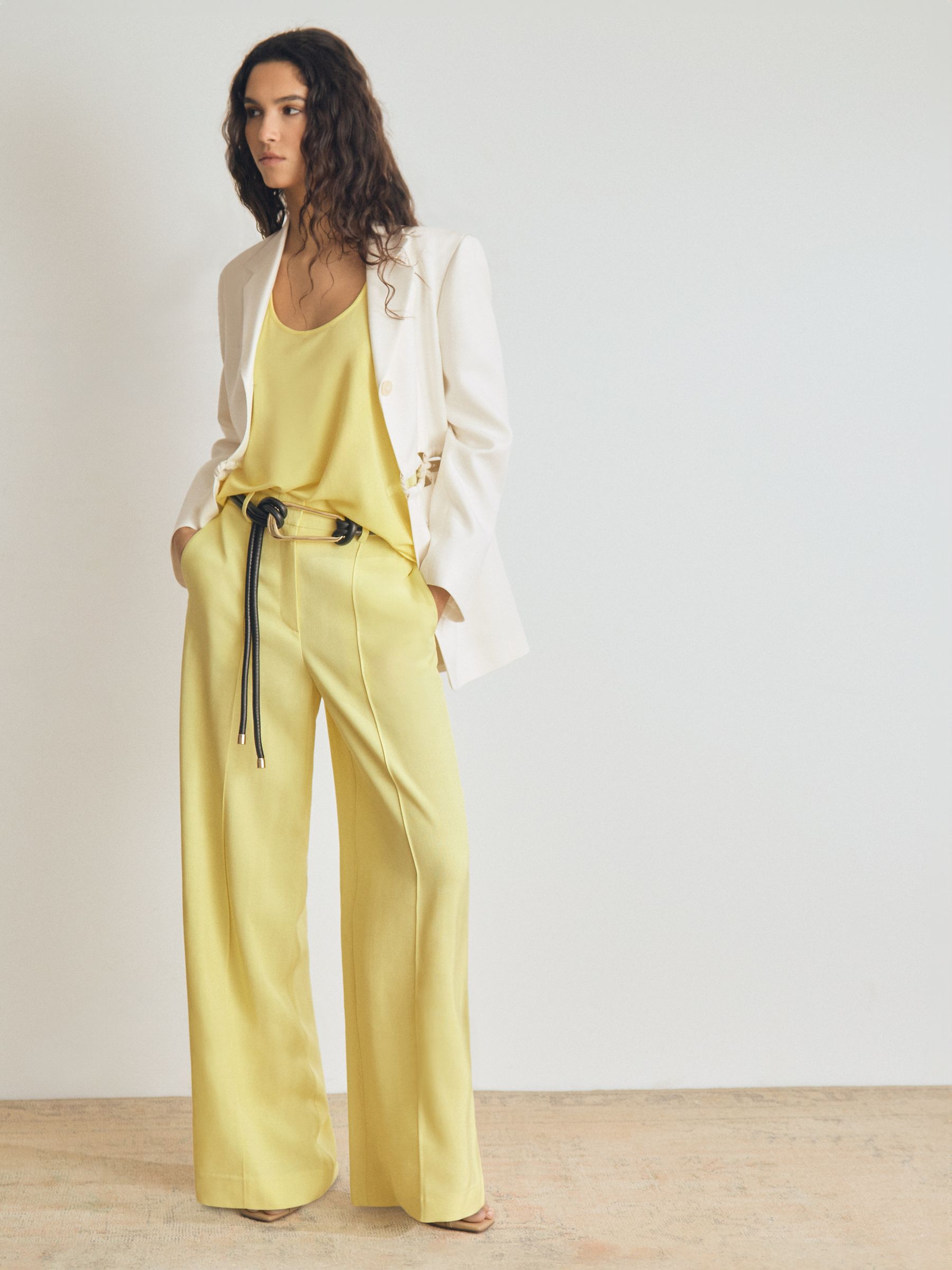 Atelier Wide-Leg Suit Trousers in Lemon - Image 3 of 7