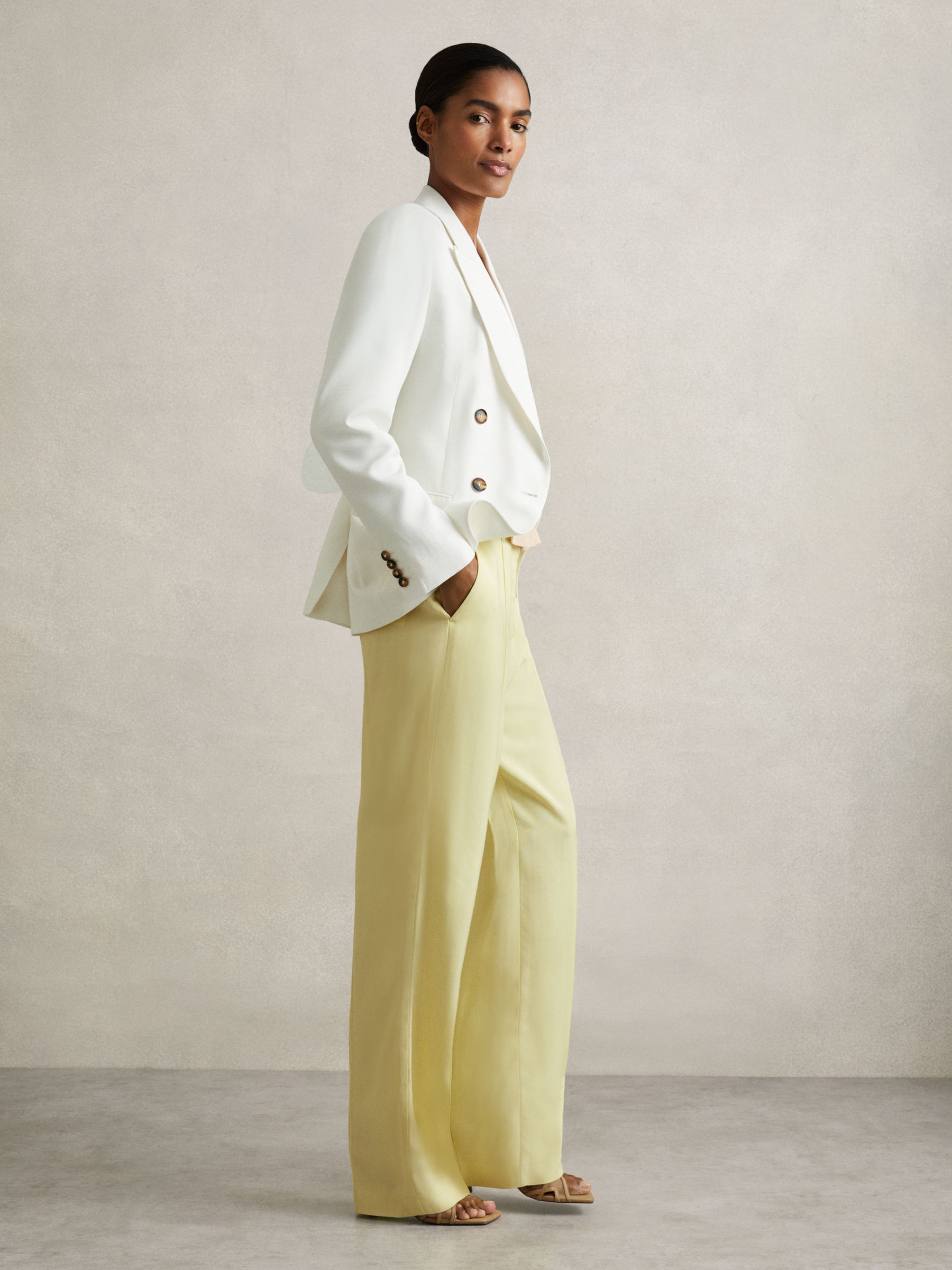 Atelier Wide-Leg Suit Trousers in Lemon - Image 6 of 7