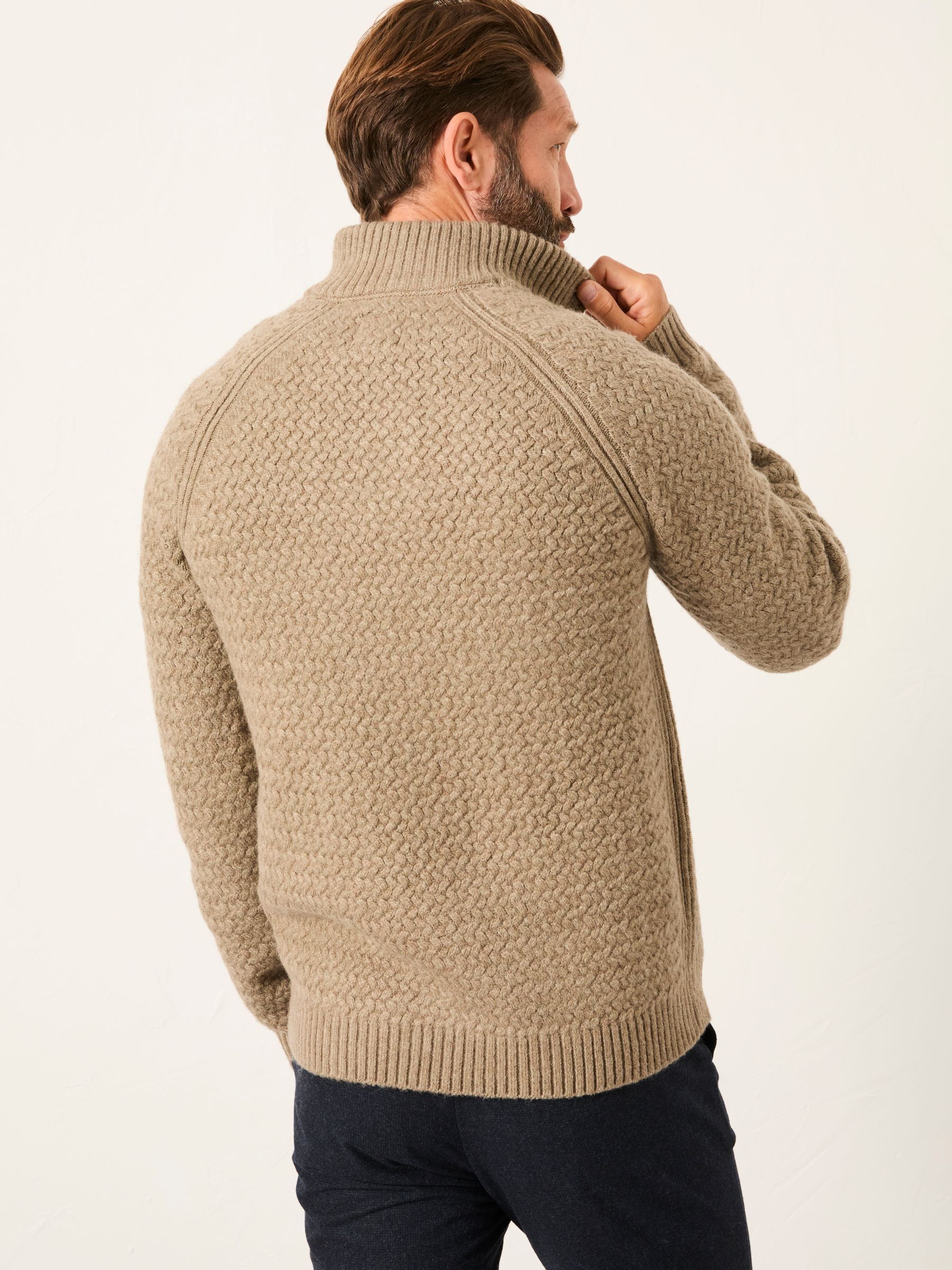 Calder Dark Natural Half Neck Knitted Jumper - Image 3 of 5