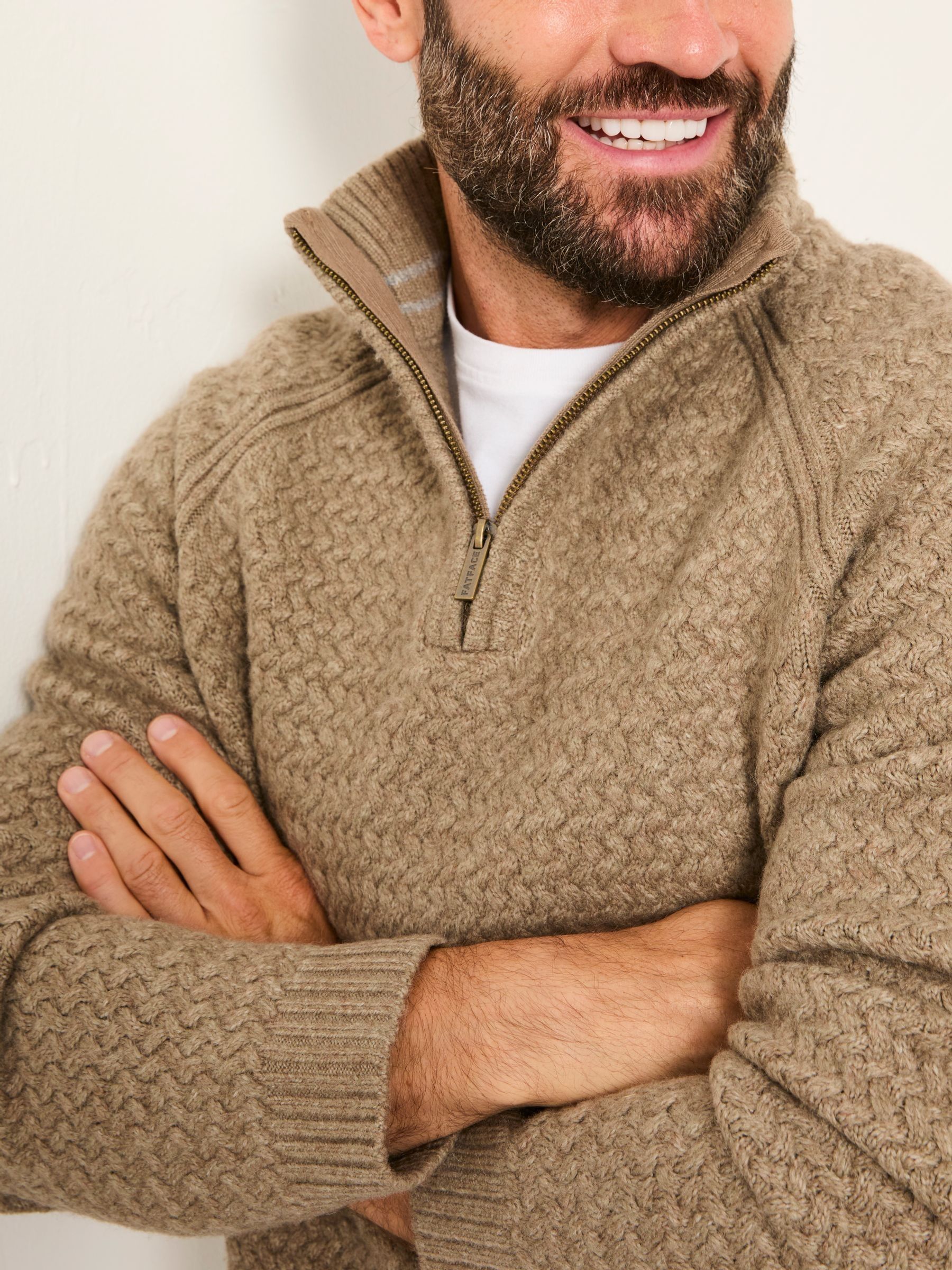 Calder Dark Natural Half Neck Knitted Jumper - Image 4 of 5