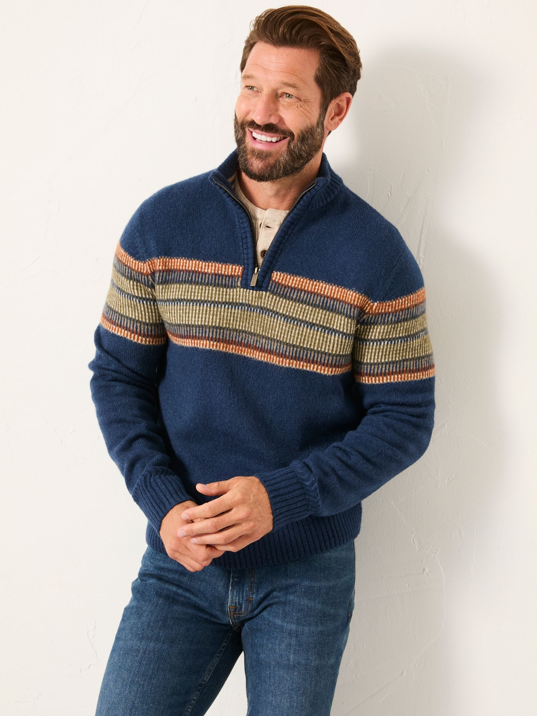 Runswick Navy Half Neck Knitted Jumper - Image 1 of 6