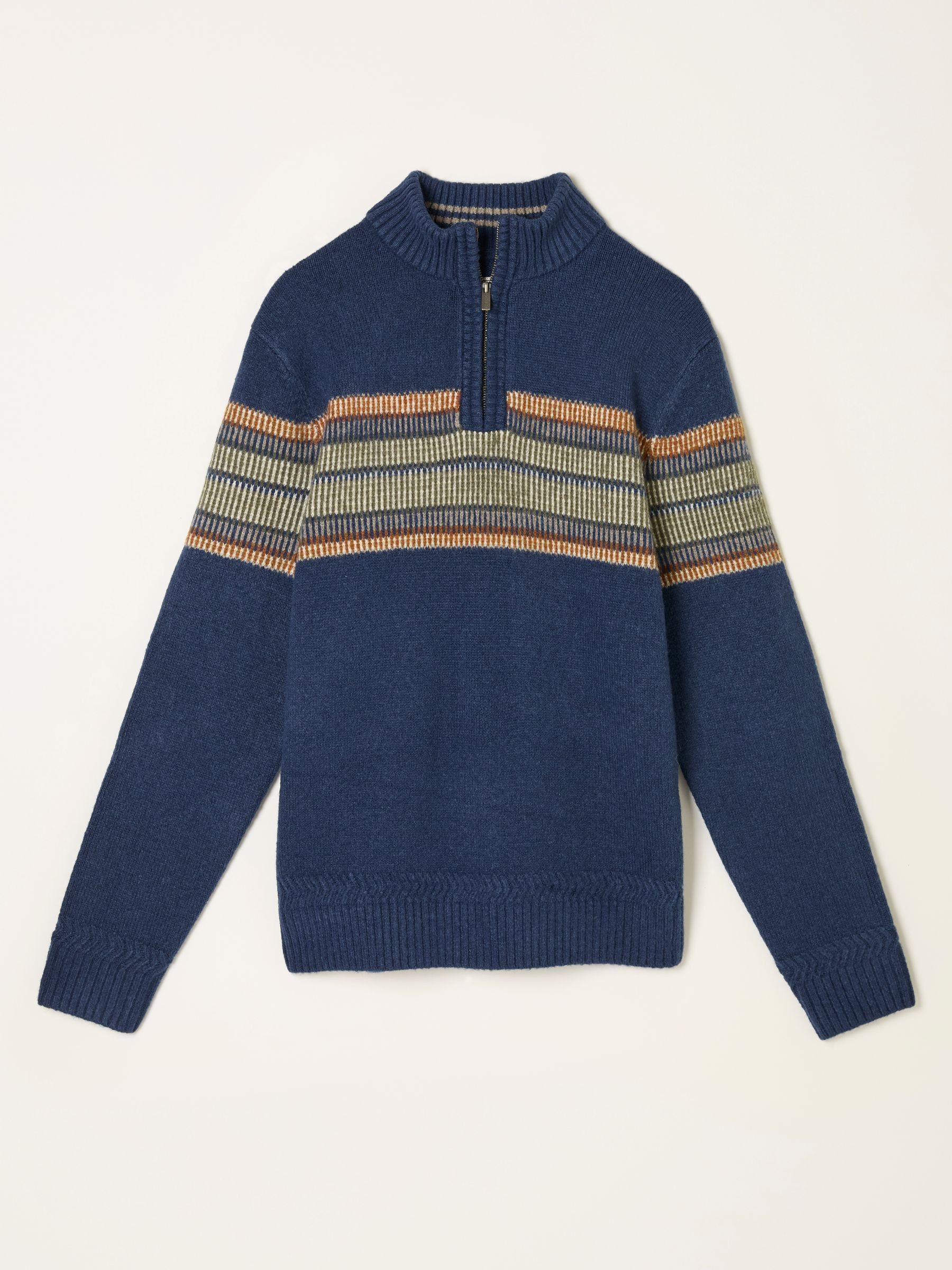 Runswick Navy Half Zip Neck Knitted Jumper | FatFace