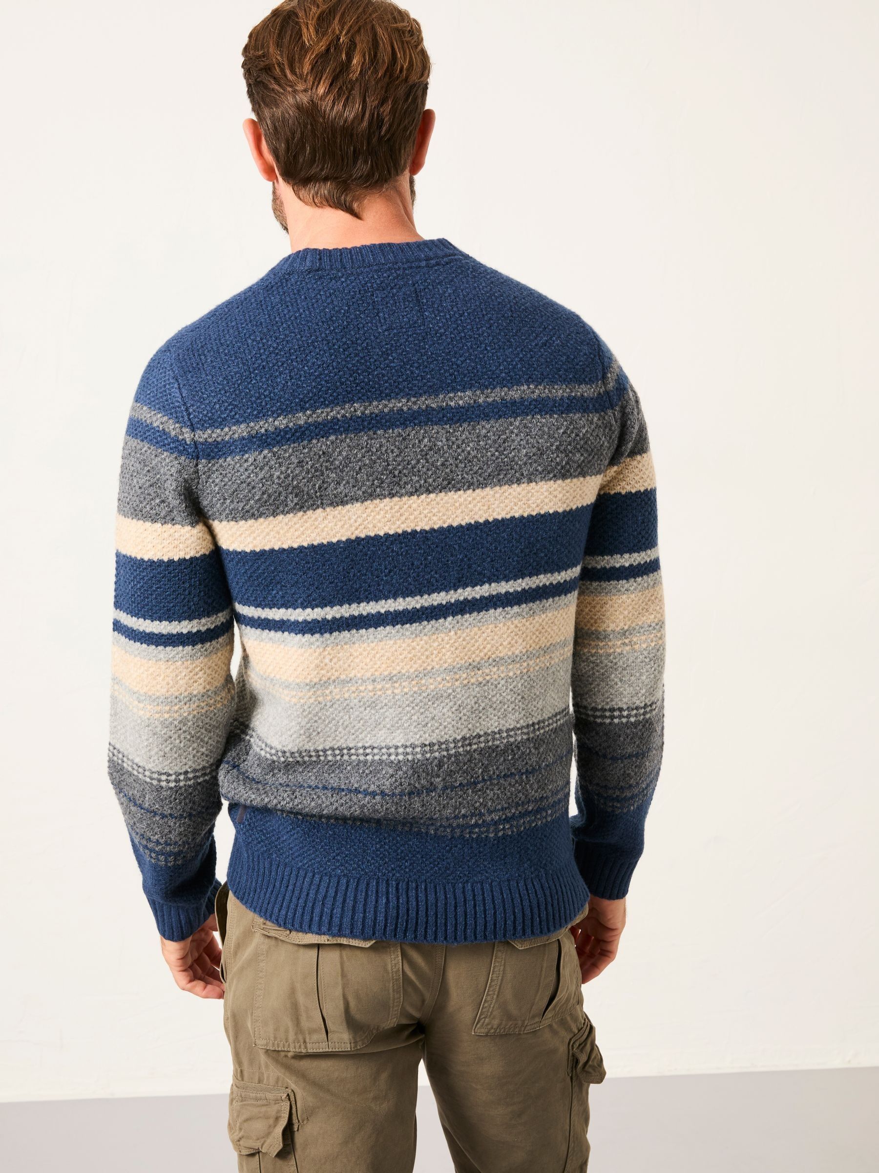 Calder Navy Stripe Crew Neck Knitted Jumper - Image 2 of 5