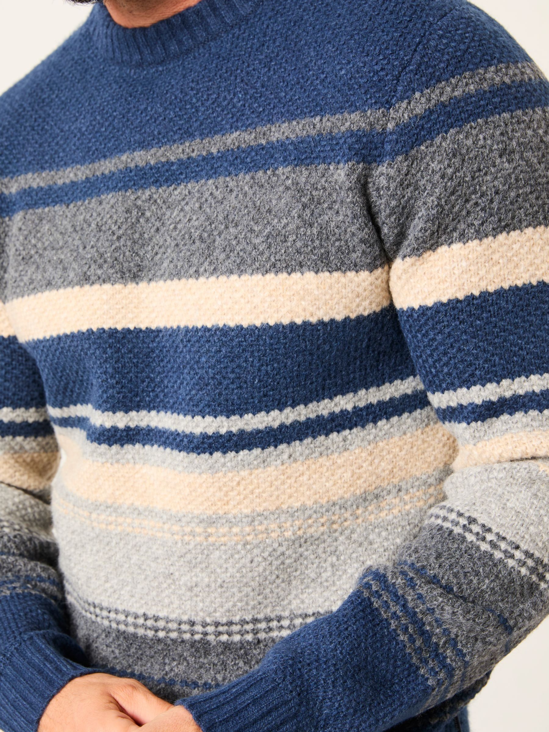 Calder Navy Stripe Crew Neck Knitted Jumper - Image 4 of 5