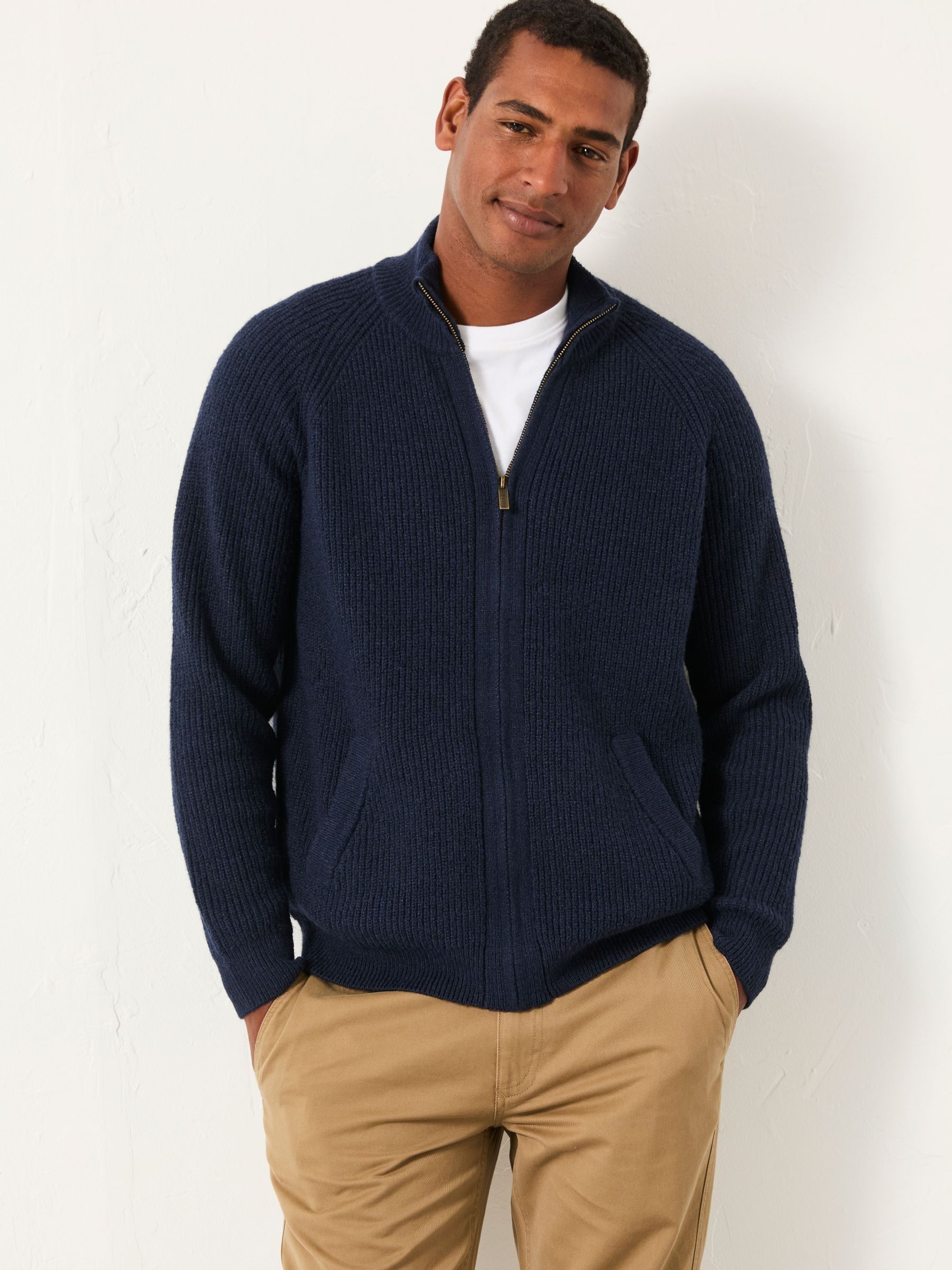 Harwick Navy Zip Through Bomber | FatFace