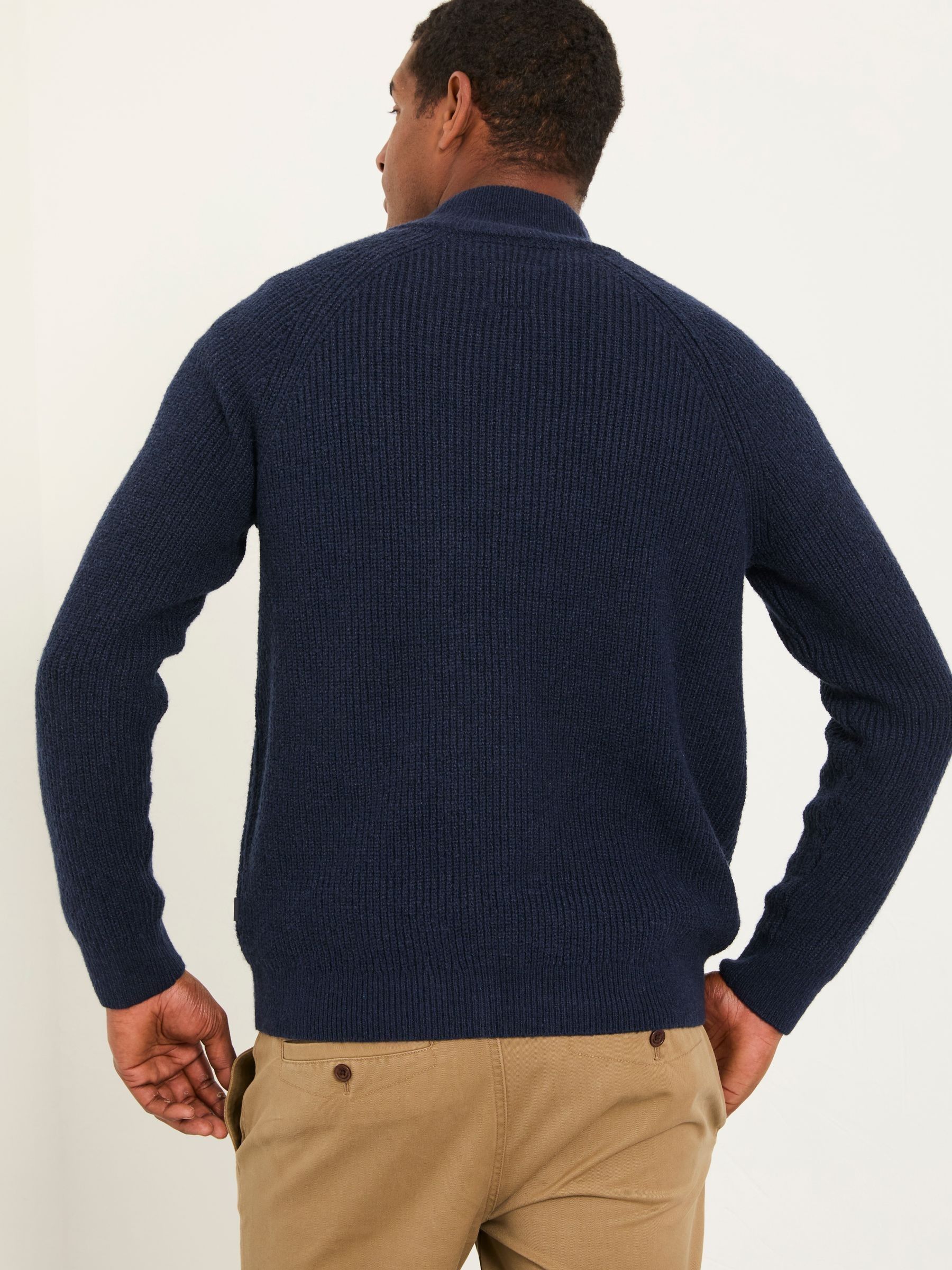 Harwick Navy Zip Through Bomber | FatFace USA