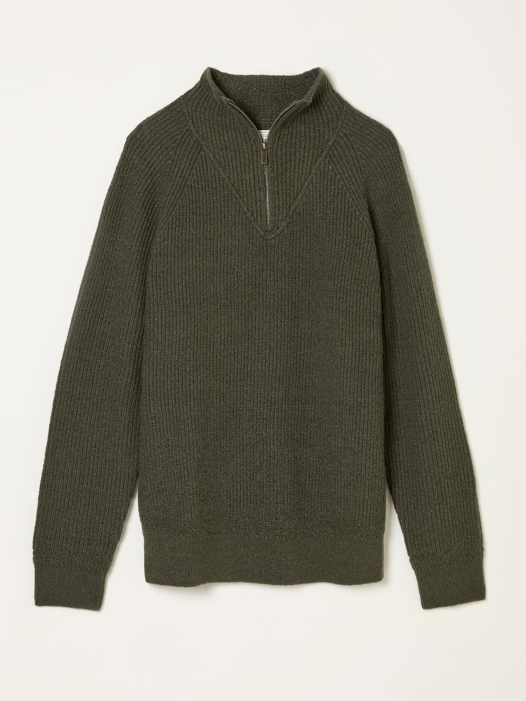 Harwick Khaki Green Half Zip Neck Knitted Jumper | FatFace USA