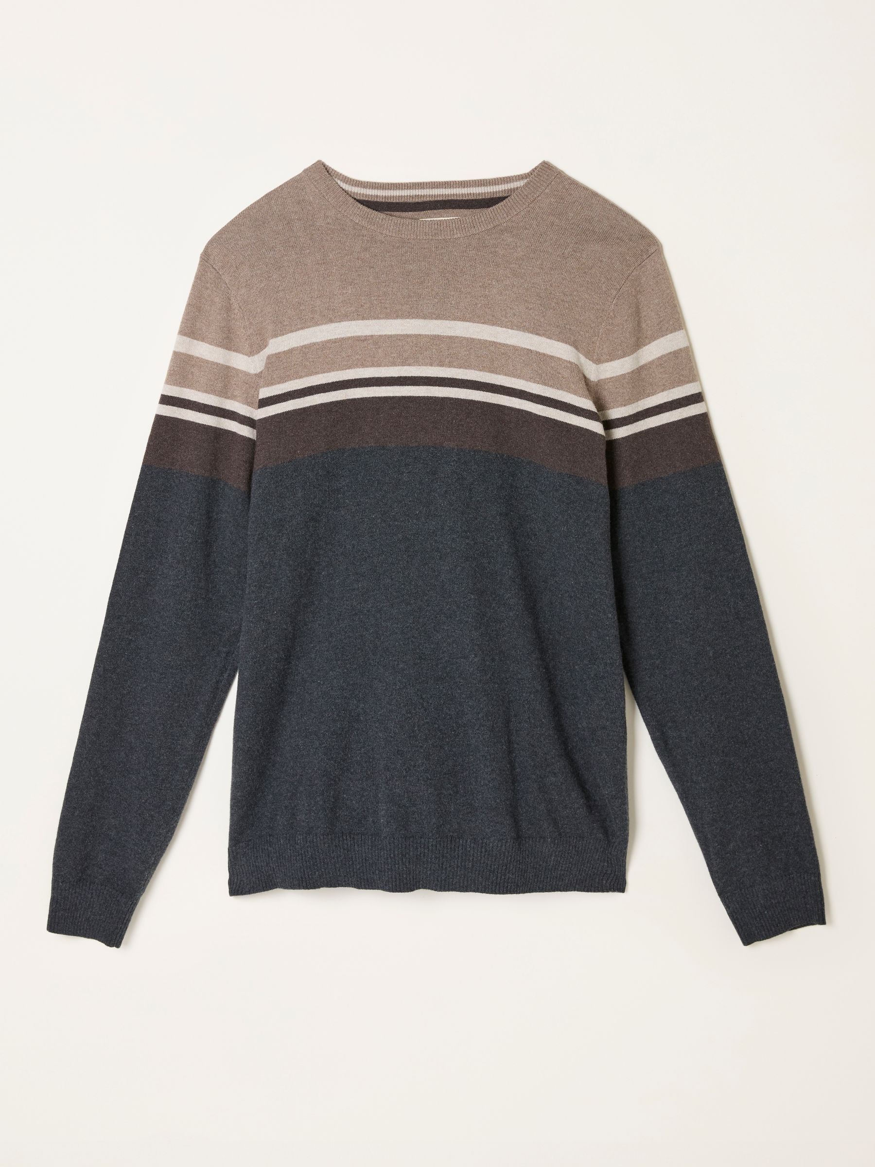 Rye Charcoal Grey Stripe Crew Neck Knitted Jumper - Image 5 of 5