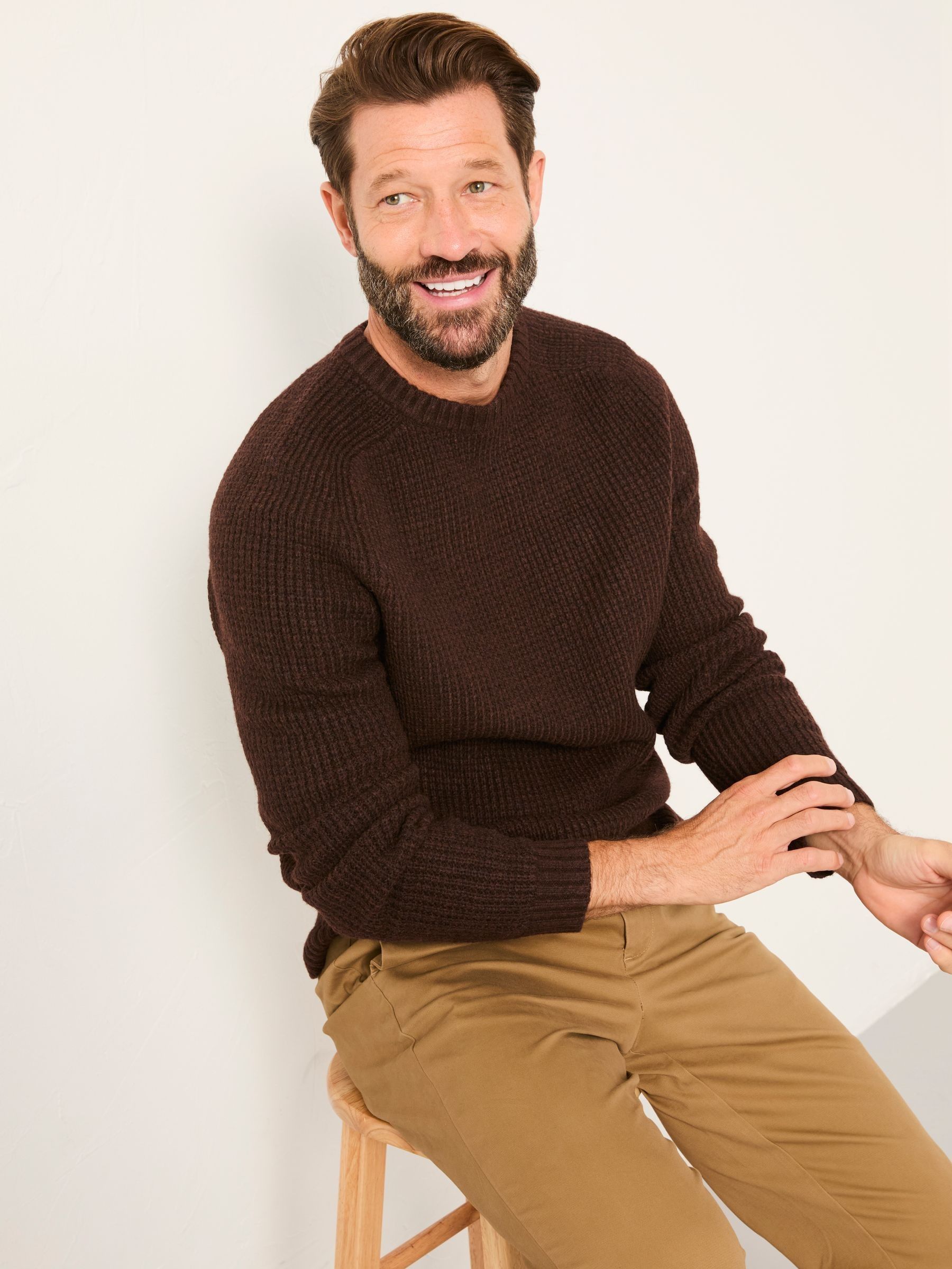 Calder Chocolate Brown Crew Neck Knitted Jumper - Image 4 of 6