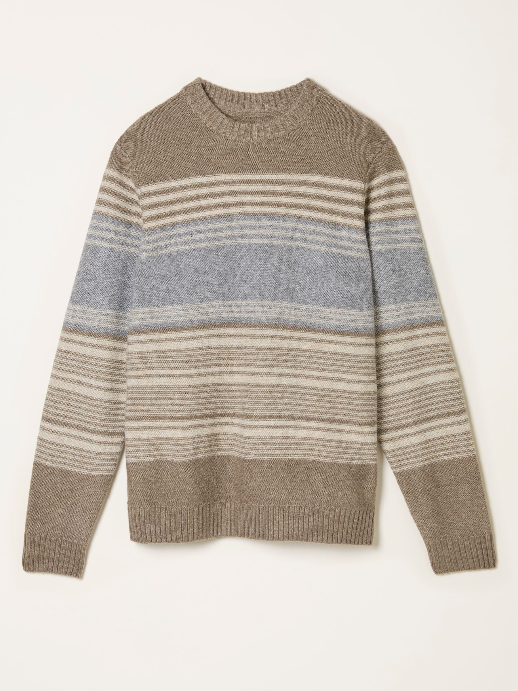 Calder Natural Stripe Crew Neck Knitted Jumper - Image 5 of 5