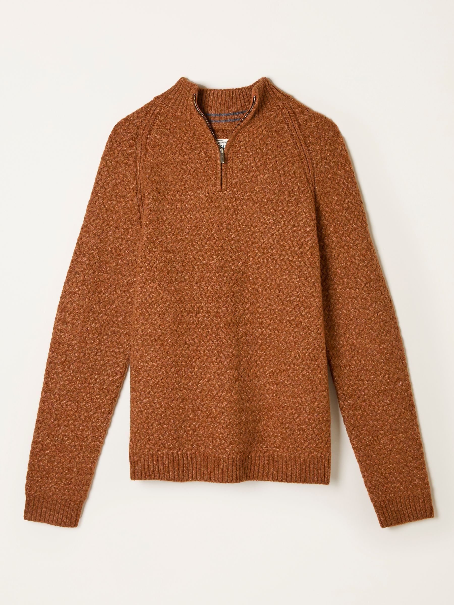 Calder Rust Brown Half Neck Knitted Jumper - Image 5 of 5