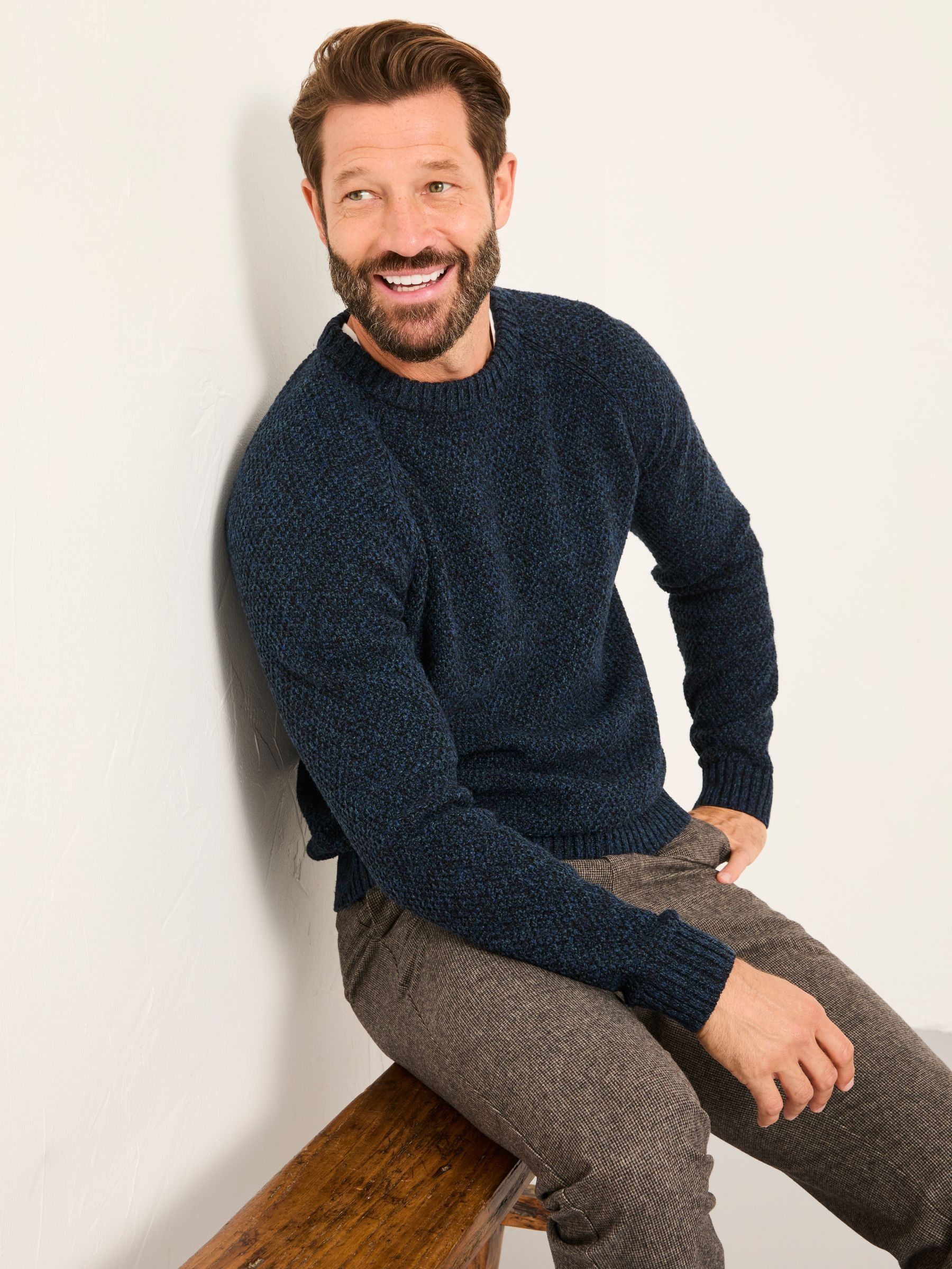 Hove Navy Crew Neck Knitted Jumper - Image 5 of 6