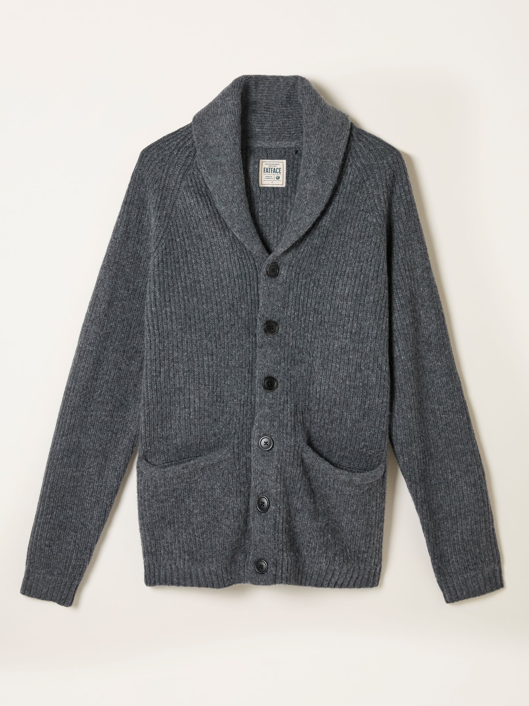 Calder Charcoal Grey Shawl Collar Knitted Cardigan - Image 6 of 6