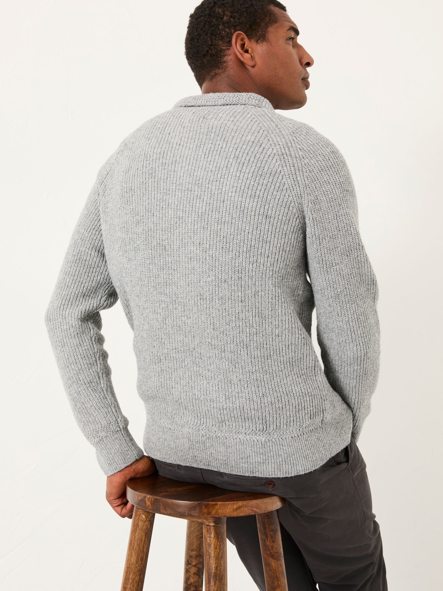 Harwick Grey Half Zip Neck Knitted Jumper | FatFace USA