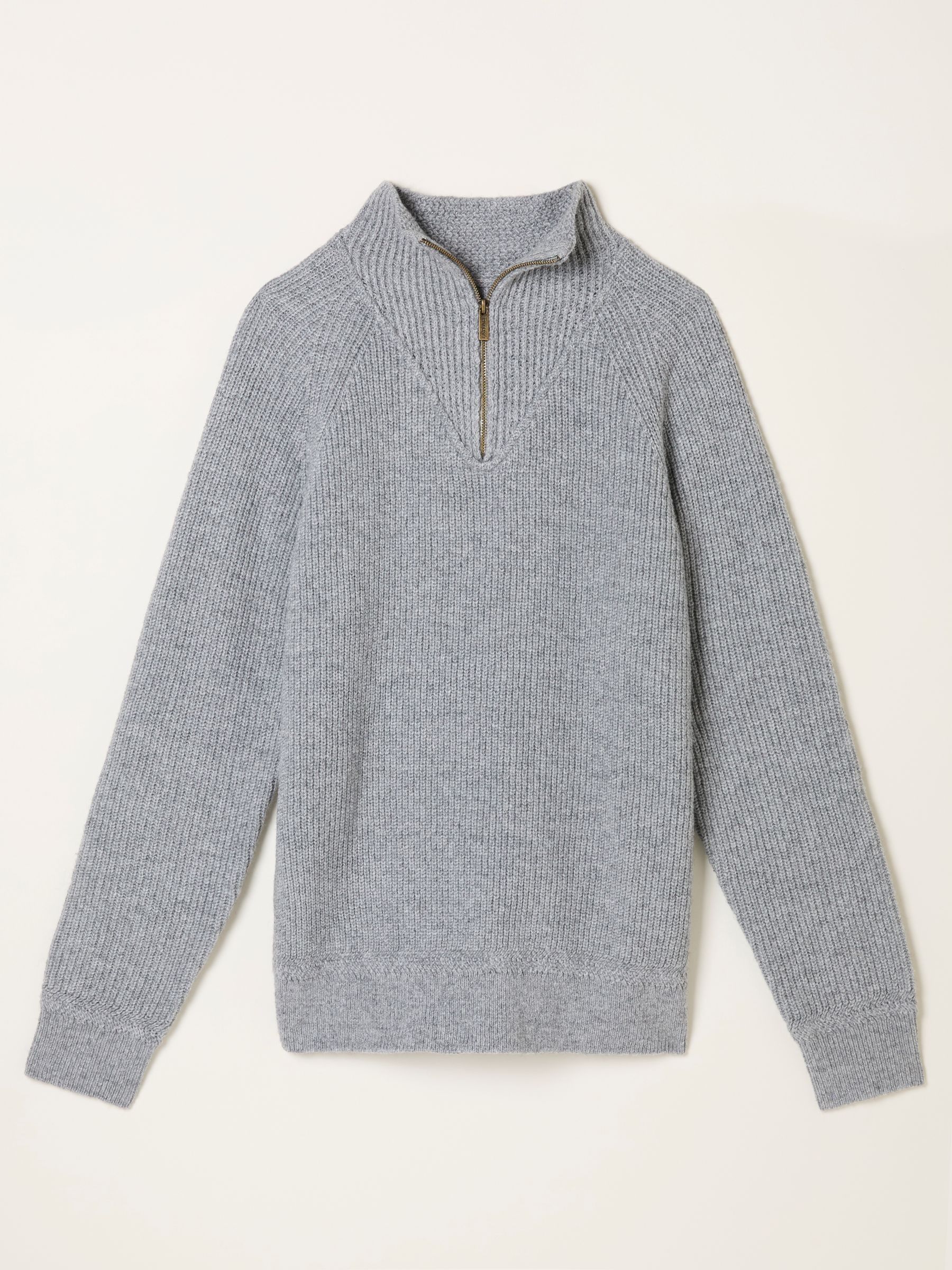 Harwick Grey Half Zip Neck Knitted Jumper | FatFace
