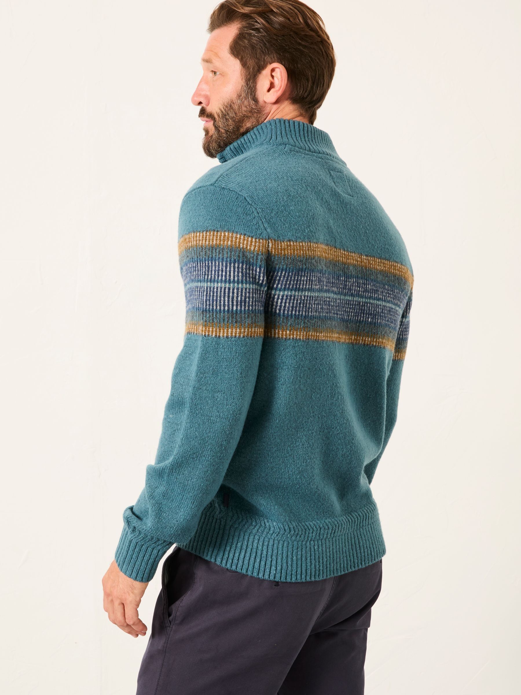 Runswick Teal Blue Half Neck Knitted Jumper - Image 2 of 5