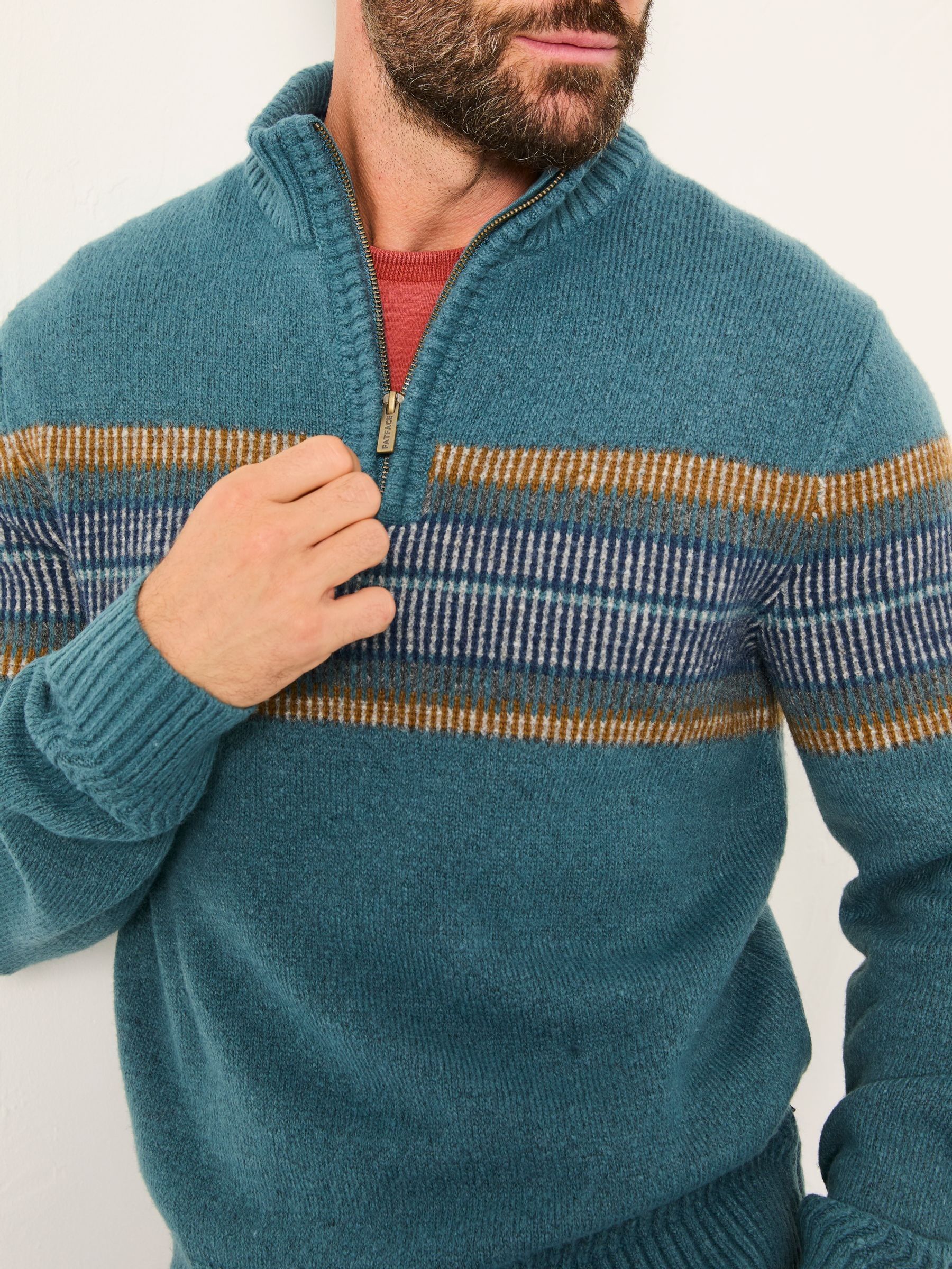 Runswick Teal Blue Half Neck Knitted Jumper - Image 3 of 5