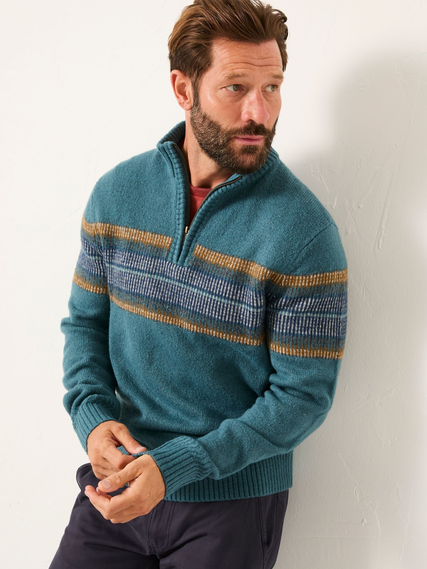 Runswick Teal Blue Half Neck Knitted Jumper - Image 4 of 5