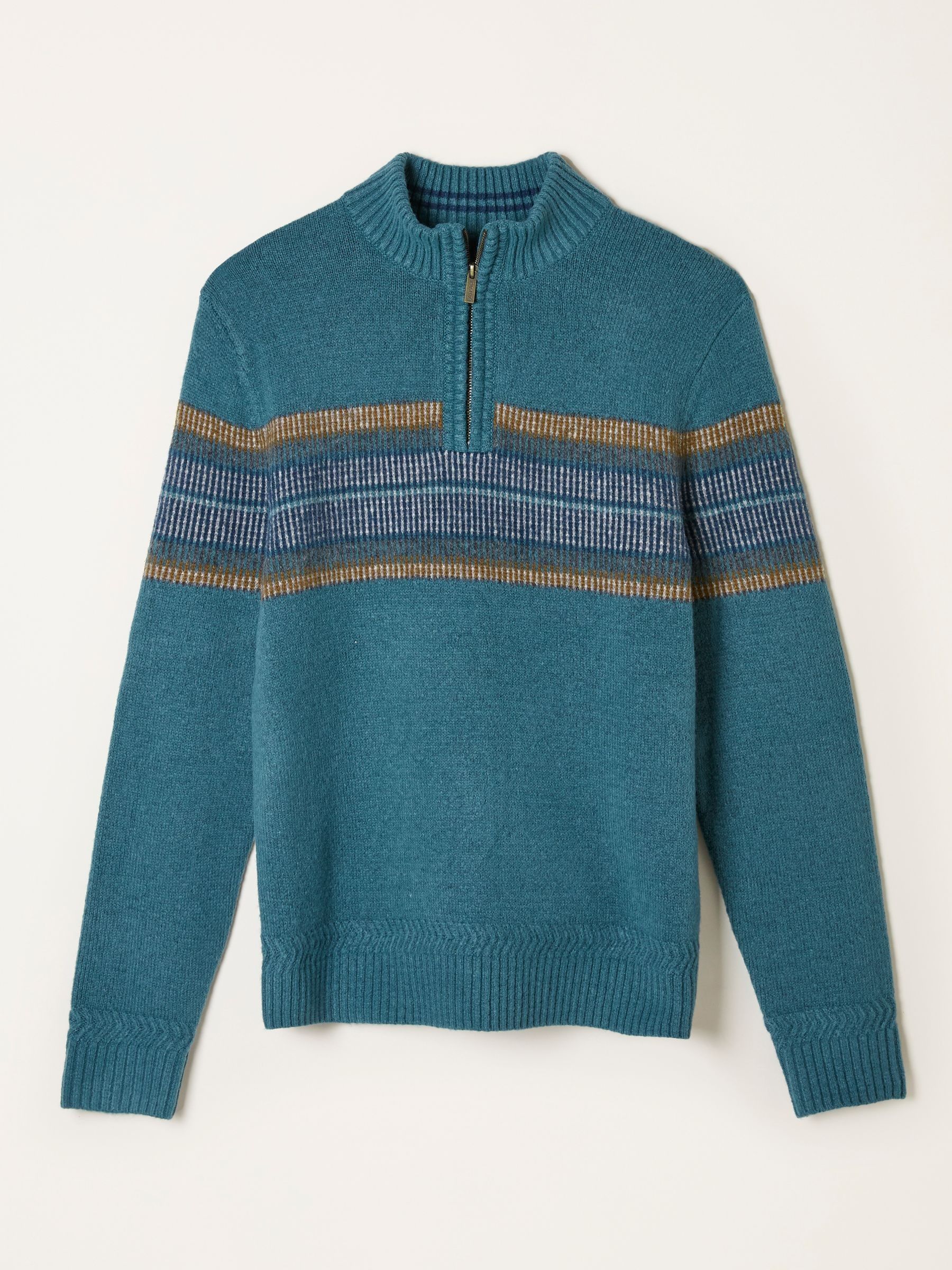 Runswick Teal Blue Half Neck Knitted Jumper - Image 5 of 5