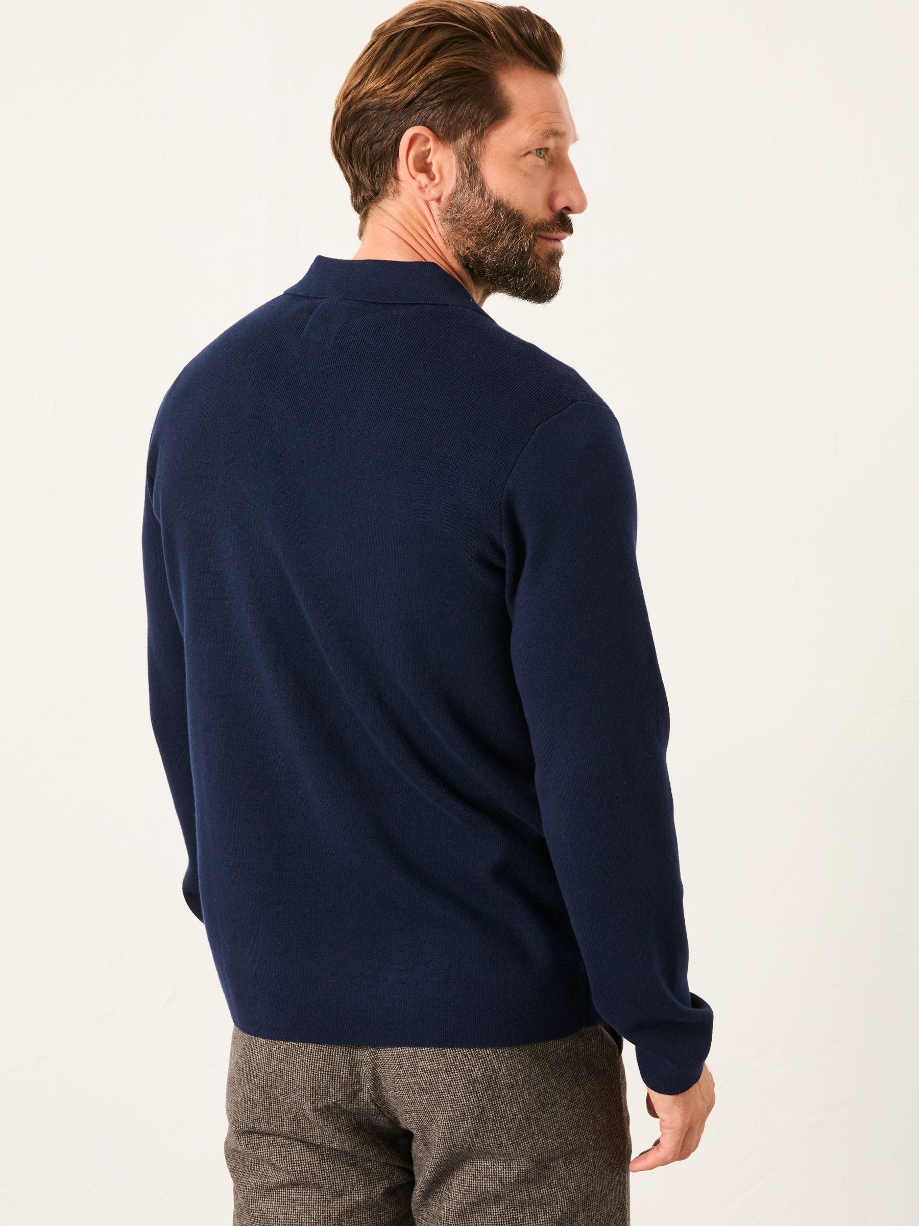 Helston Navy Collar Knitted Cardigan - Image 2 of 5