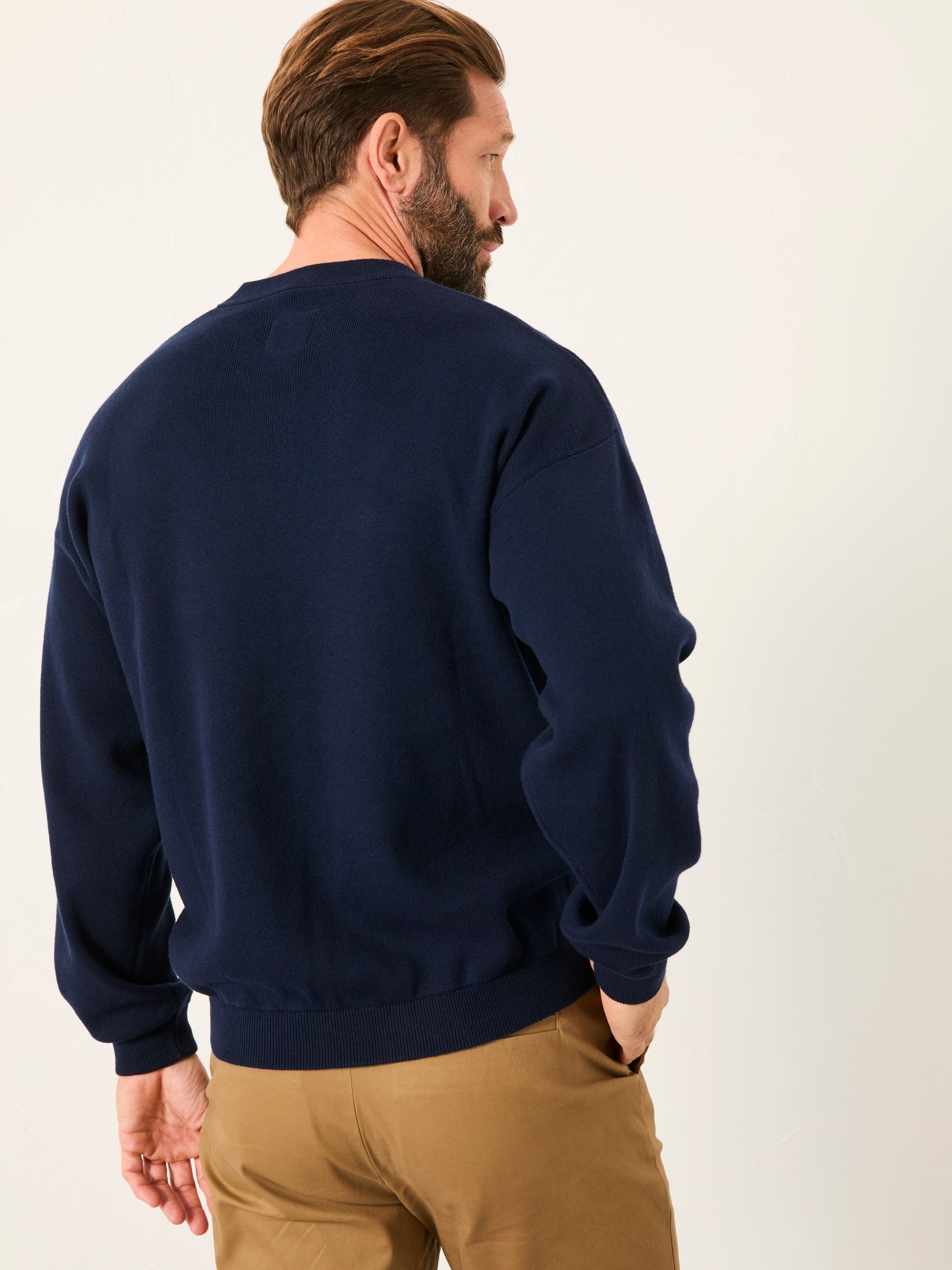 Helston Navy Knitted Henley - Image 2 of 4