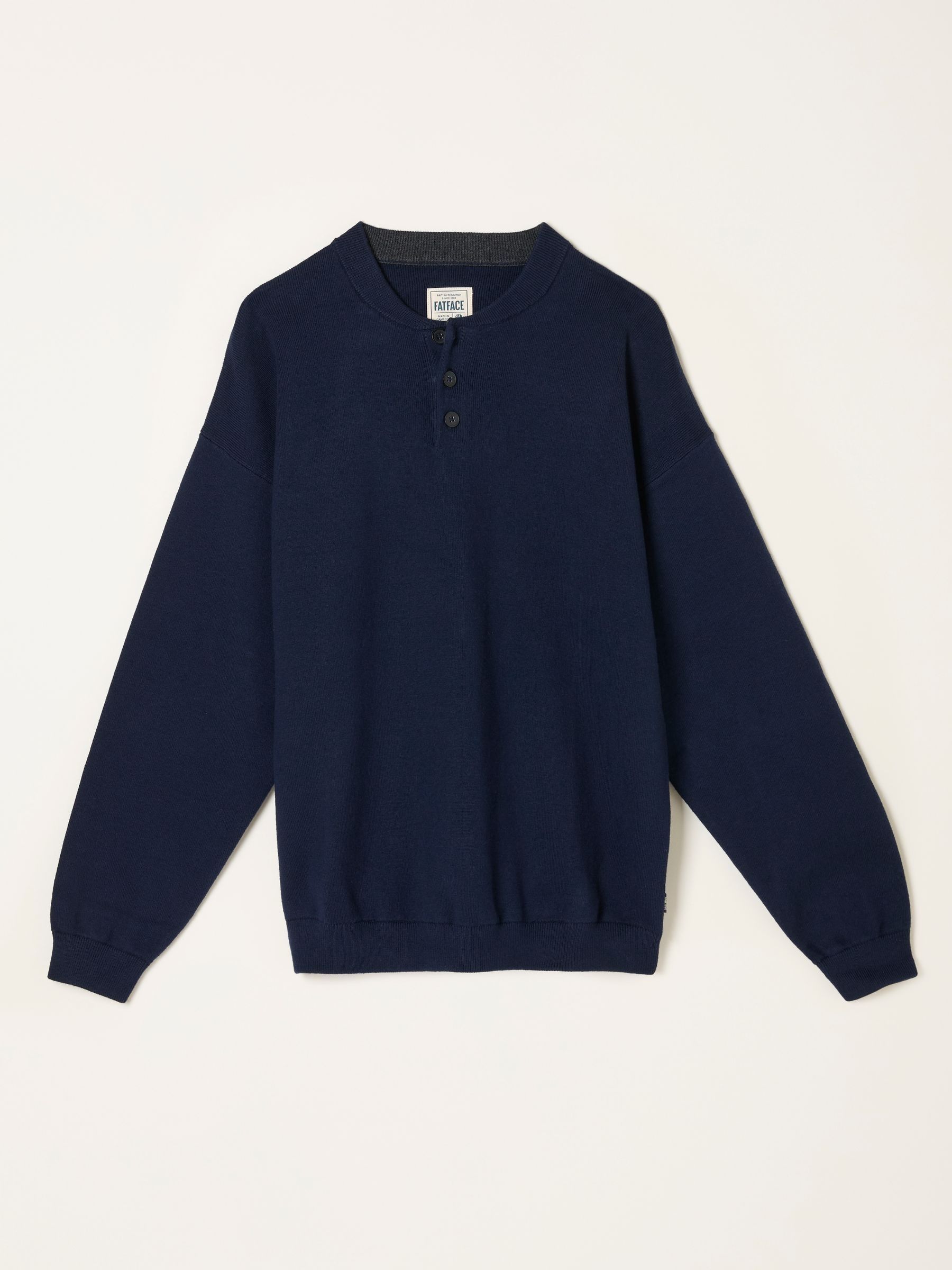 Helston Navy Knitted Henley - Image 4 of 4