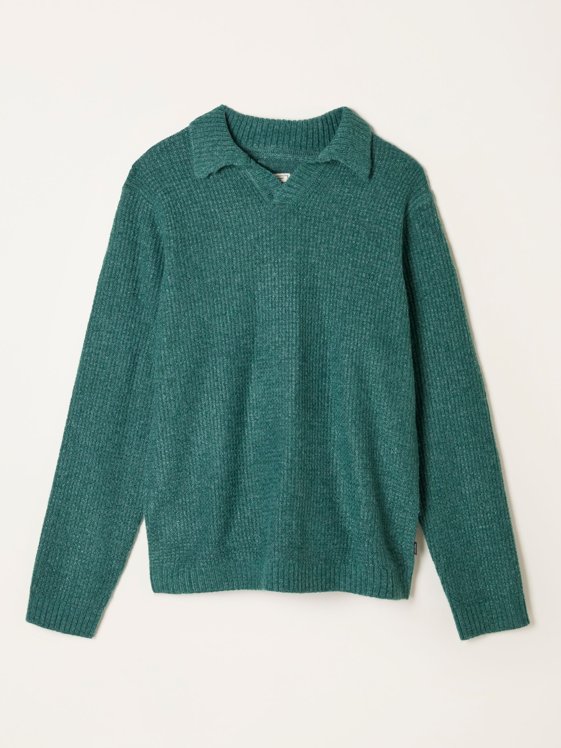 Calder Emerald Green Split Collar Knitted Jumper - Image 1 of 1