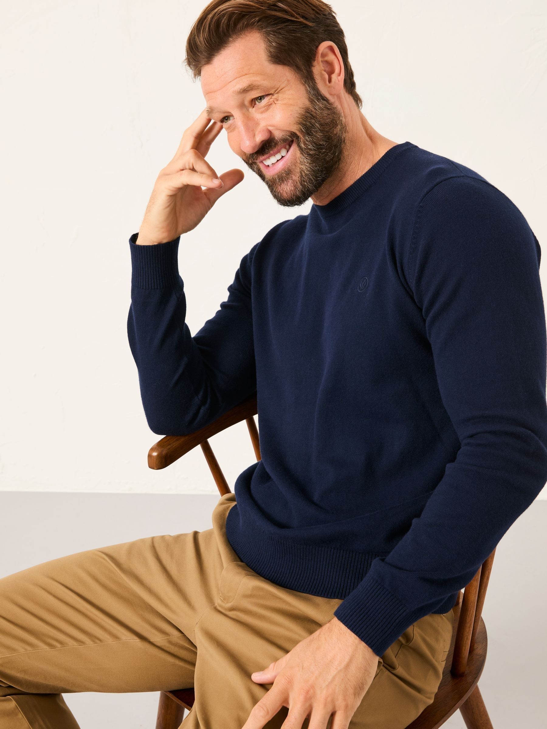 Rye Navy Crew Neck Knitted Jumper - Image 4 of 5