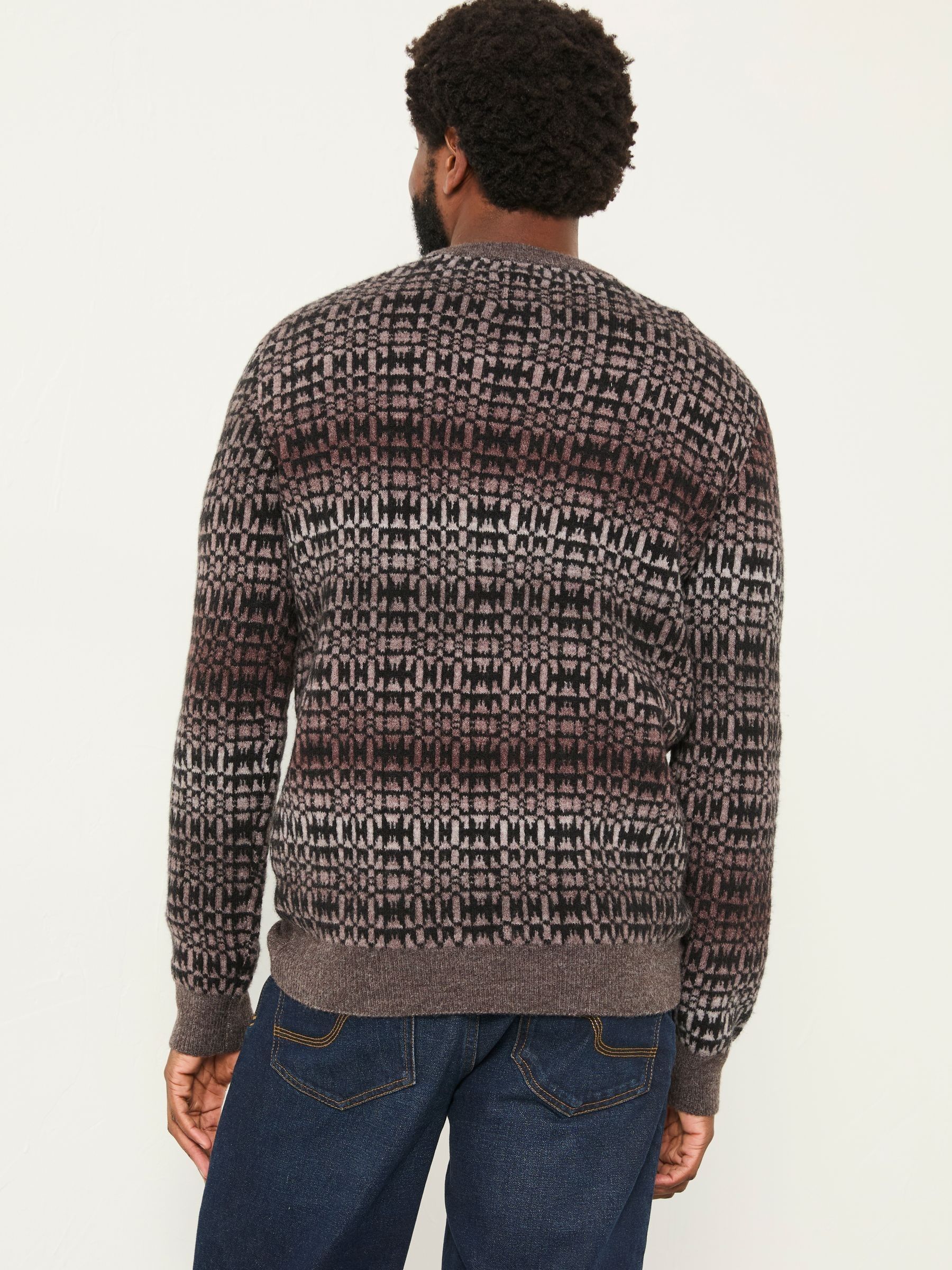 Dark Natural Blanket Ombre Knitted Crew Neck Jumper - Image 3 of 6