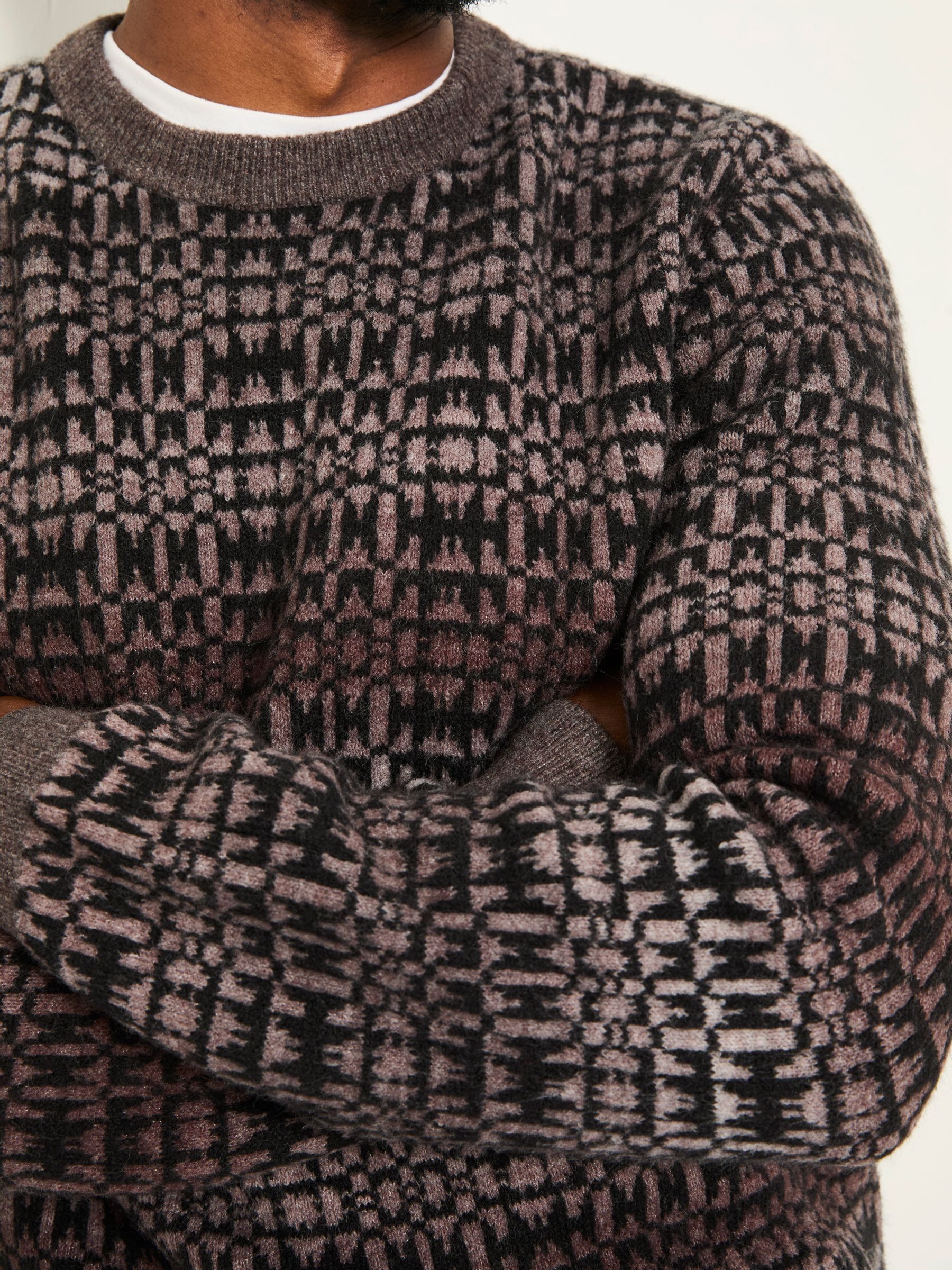 Dark Natural Blanket Ombre Knitted Crew Neck Jumper - Image 4 of 6