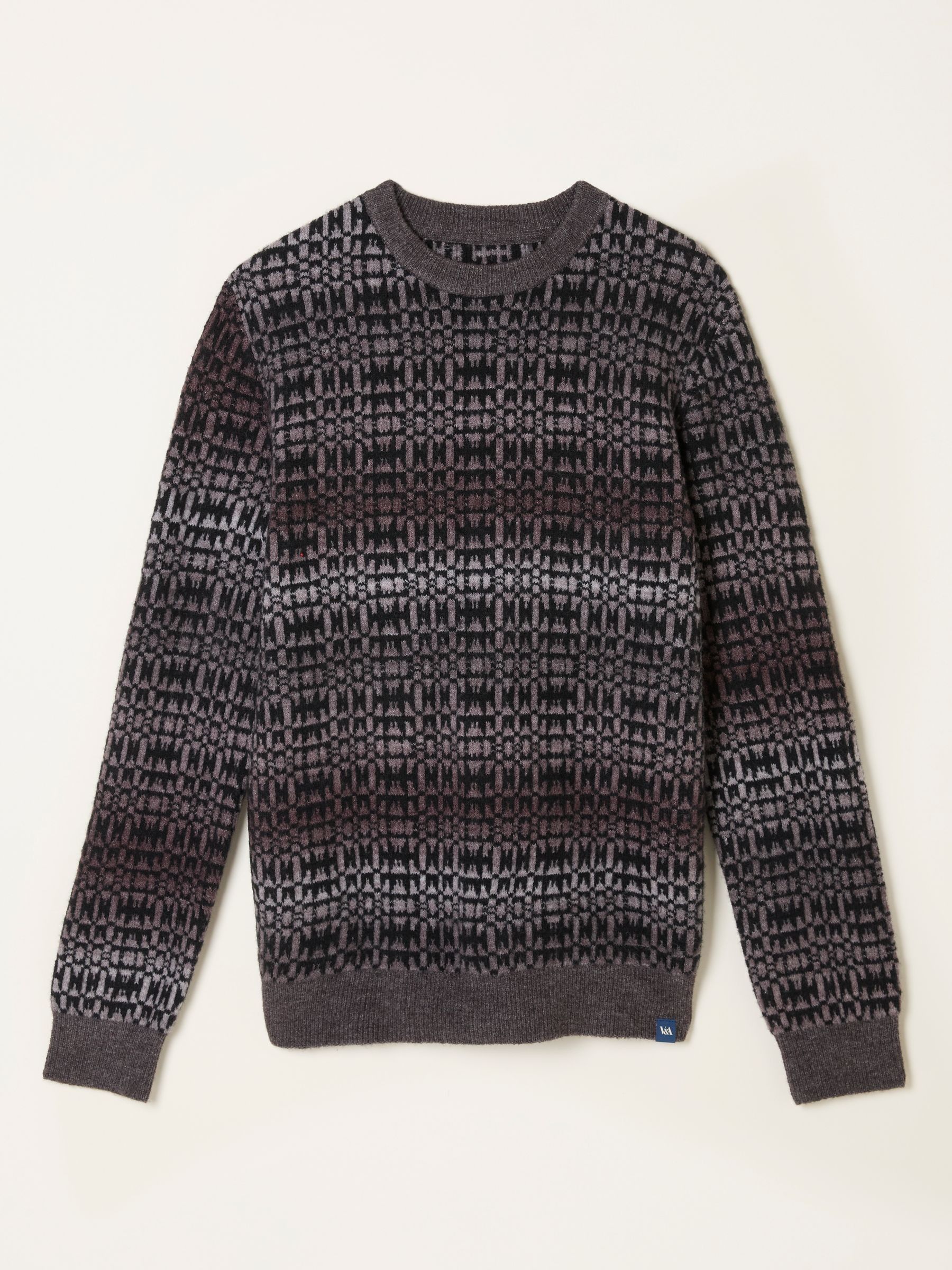 Dark Natural Blanket Ombre Knitted Crew Neck Jumper - Image 6 of 6