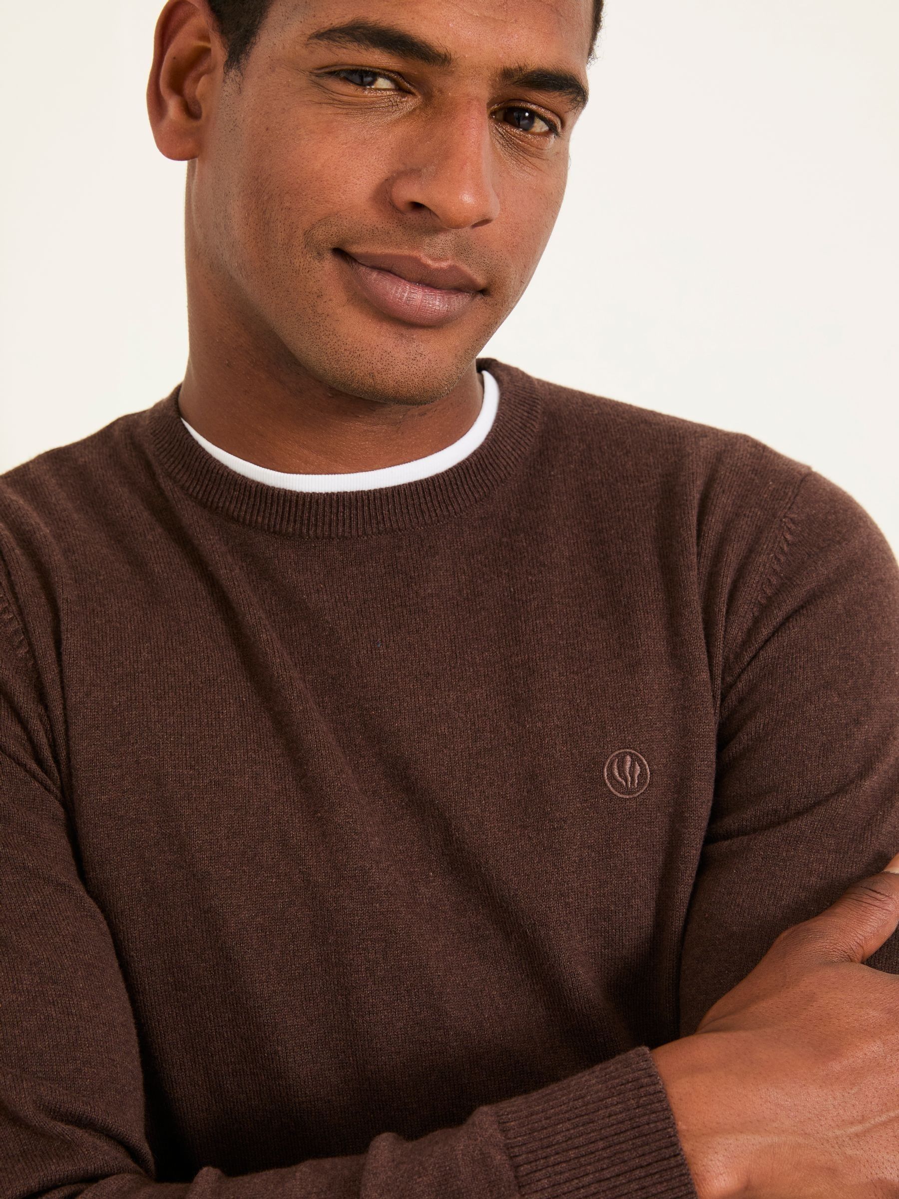 Rye Chocolate Brown Crew Neck Knitted Jumper - Image 3 of 5