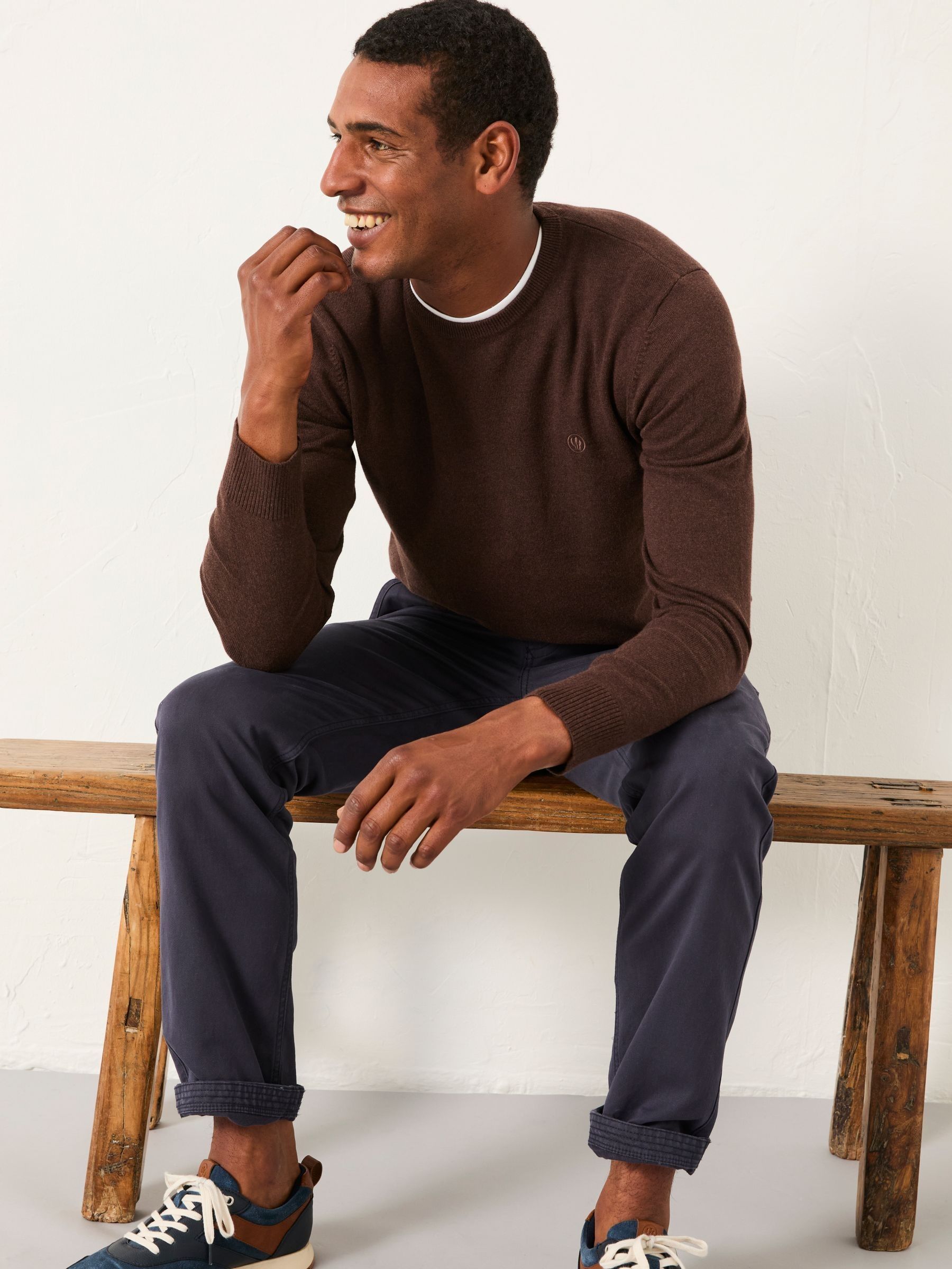 Rye Chocolate Brown Crew Neck Knitted Jumper - Image 4 of 5